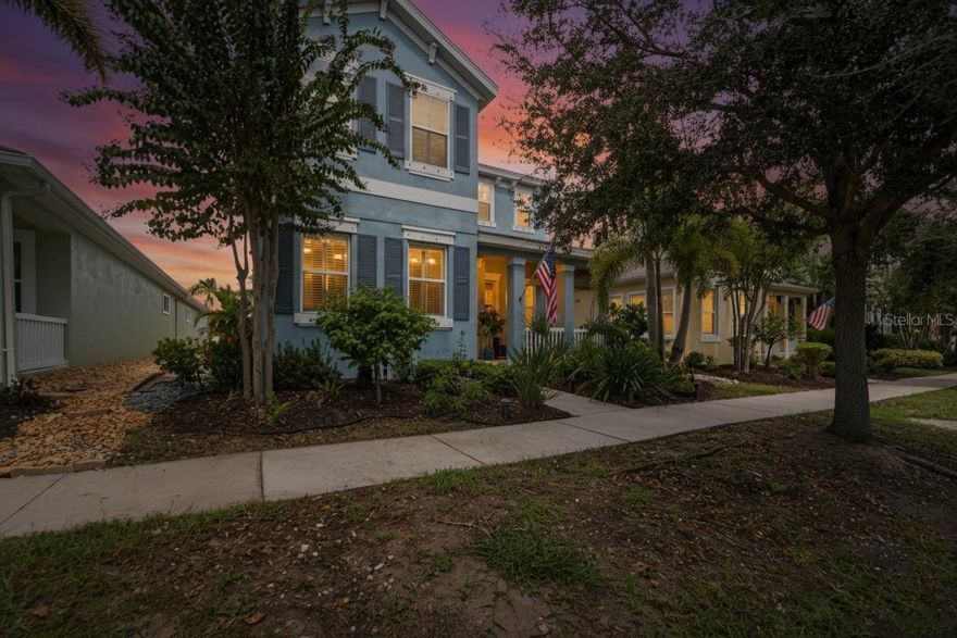 Welcome Home to MiraBay – Southern Hillsborough County’s Premier Waterfront Community!
This stunning home offers over 2,900 sq. ft. of living space with 4 bedrooms, 3 baths, an oversized bonus room, huge laundry work area and an inviting front porch. Enjoy first-class interior finishes throughout, including a gourmet kitchen with a large island, gas cooktop, stainless steel appliances, 42” light-painted cabinets, Zodiac quartz countertops, and a decorative glass backsplash. The open kitchen flows seamlessly into the bright and airy great room, featuring wood plank tile flooring, 8 ft. interior doors, 5¼" baseboards, and plantation shutters.

The luxurious first-floor primary suite includes a spacious walk-in closet, dual sinks, premium cabinetry and countertops, and a generous walk-in shower. Upstairs, a large bonus room and two additional bedrooms (one with a custom shiplap accent wall) share a beautifully appointed full bath. The landscape and architectural lighting in the front of the house is high voltage, hard-wired and permanently installed. 

Located in the maintenance-free Bay Breeze section of MiraBay, HOA fees include landscaping, irrigation, and interior water. Residents enjoy resort-style amenities: a clubhouse with café, fitness center, spa, resort pool with slide and swim lanes, tennis courts, fishing pier, and kayak/canoe access to Tampa Bay through the scenic lagoon.

Experience coastal living at its finest in this sought-after gated community!