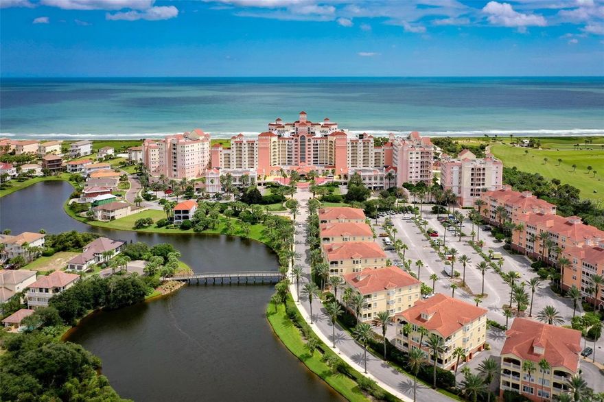 Priced to sell!  This first floor condominium with two en-suite bedrooms is perfectly located at the Hammock Beach Resort in Northeast Florida.  Walk out your front door to the resort lobby courtyard atrium and all the amenities. Offering over 1,600 square feet of oceanfront living.  This 3 bedroom/ 3 bath looks out at the resort amenities and the ocean.  Ideal as a vacation retreat or full-time residence.  The primary bedroom suite serves as your sanctuary with a private balcony, split double vanities, shower and soaking tub.  The second ensuite offers its own private bath and balcony. Luxury Vinyl floors throughout. No carpeting.  Join the Hammock Beach Resort for world class amenities including five pools, a water slide, a lazy river, a full service spa, large fitness facility, clay tennis courts and two signature golf courses. Membership is required to access these amenities and participate in the resort rental program.  Furnishings available.  Don't miss the opportunity to a slice of paradise in Northeast Florida.