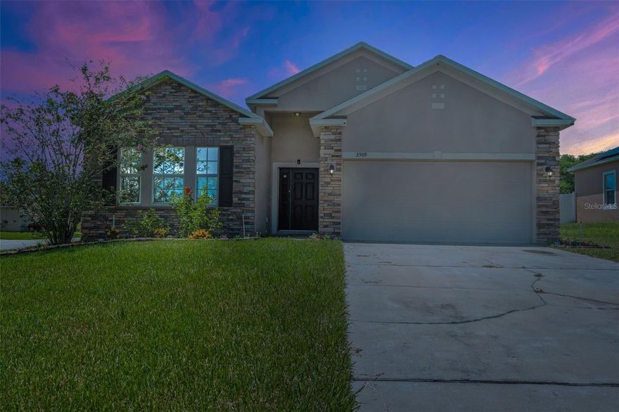 You’ll be impressed from the moment you arrive at this Striking & Captivating home highlighted by stunning brick detailing and situated on a desirable corner lot. Nestled in the highly sought-after Mabel Loop Ridge Subdivision, this 4-Bedroom, 2-Bedroom residence features an oversized yard and a long driveway affording plenty of parking. Upon entering, bask in the beautiful foyer, enhancing the overall aesthetic of the home. The seamless design effortlessly connects the living, dining, and kitchen area, creating an alluring ambiance perfect for hosting guests or unwinding with family. The well-appointed kitchen has all you need to prepare your culinary masterpieces, boasting granite countertops, new sleek stainless-steel appliances, and a breakfast nook. The convenience of a laundry room off the kitchen adds to the practicality of the layout. Additional enhancements includes a brand new HVAC System (2025) with a 10 Year Warranty. The Owner’s Suite offers a peaceful oasis to relax and unwind and benefits from a walk-in closet, a private En-Suite Bathroom, with his and her vanity, a garden tub, and a separate stand-alone shower. The additional bedrooms are versatile and perfect for accommodating family members, guests, or can be converted into a home office or gym. Outside you can relish in the privacy of your extended covered lanai by enjoying coffee conversations or a peaceful Florida afternoon. Strategically positioned near US-27, I-4, Disney, Tampa, Orlando, Parks, Shopping & dinning; owning this gem ensures seamless connectivity to the pulse of the city!