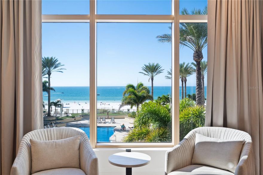 Welcome to the Residence at the Sandpearl Resort; the Gem of Clearwater Beach. This top-floor penthouse in the highly sought-after twelve-unit boutique building had a designer-inspired remodel conducted in late 2023. Units in this building do not often become available, making this a rare opportunity to reside in one of the most luxurious, private, and exclusive buildings on any of the Bay Beaches. This designer-inspired remodel comes FULLY FURNISHED, with a collection of incredible art commissioned specifically for the unit, making it feel like you’re living in the pages of a luxury living magazine. With two spacious bedrooms and a nicely appointed bonus room, there is enough space to sleep six comfortably. With the boutique building’s elevator opening directly onto Mandalay Ave, you’re only steps away from some of the best restaurants and attractions the area offers. Come see why so many flock to Clearwater Beach every year, and don’t miss this once-in-a-lifetime opportunity to own this beautiful top-floor unit at the Residence at the Sandpearl Resort. This community offers a 24/7 concierge service and long list of both resort AND resident amenities. Book your private showing today!