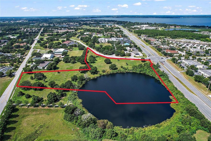 Offering is for 11.54+/- Acres at the signalized intersection of US Hwy 441 & David Walker Rd, in Tavares. Zoned PD & PCD with a potential for 25 Multi-Family units per acre. Property wraps around Crown Lake.   Located on one of the busiest retail, commercial, hospitality corridors in the Tavares - Eustis area with over 50,000 FDOT avg trips per day.  Just a five minute drive to AdventHealth Waterman Hospital and less than 45 minutes to Orlando or The Villages. Site is an assemblage of two parcels Lake County Alt Key's # 1588651 and a portion of 3808894.  Seller has previously engineered site plans available for mixed use development. All information is believed accurate and correct but not guaranteed or warranted and subject to change without notice.