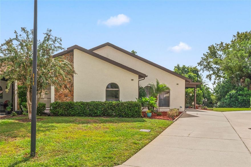 *Move-In Ready 3-Bedroom Villa with Assumable Mortgage in desirable Heather Sound 55+ Community* Nestled within The Heather community, The Heather Sound offers peaceful 55+ living surrounded by nature and convenience. This beautifully maintained, pet friendly, end-unit villa features 3 bedrooms, 2 bathrooms, an attached carport, and a private storage/laundry room — ready for you to move right in! Step inside to find an inviting open floor plan with a bright kitchen with pantry and newer counter tops overlooking the dining and living areas, highlighted by 20-foot vaulted ceilings that create a spacious, airy feel. The primary suite includes a private en-suite bathroom, while the two additional bedrooms share a guest bath — perfect for visitors, a home office, or hobby space. You'll love the brand-new A/C (installed 10/2025), upgraded to include the enclosed porch for an extra 108 sq. ft. of heated and cooled living space. Easy-maintenance ceramic tile flooring runs throughout the home. Updated lighting in the Primary bedroom, both bathrooms, kitchen and dining rooms. Laundry room includes washer and dryer. Fiber optic cable is in the process of being installed giving you another option for internet. New smoke detectors. Enjoy worry-free living with monthly fees that cover lawn and shrub care plus exterior painting. The villa backs to a peaceful community pond and is conveniently located just steps from the private pool and spa — exclusively for Heather Sound residents. FINANCING ADVANTAGE: This home offers an assumable mortgage, giving qualified buyers the opportunity to take over the existing loan — a great way to potentially secure a lower interest rate and save on closing costs. Located at the entrance to the Heather is an executive golf course -The Heather Golf and Country Club, which is open to the public. This is the ideal retreat for snowbirds or retirees, offering tranquility with easy access to everyday essentials — shopping, dining, pharmacies, and banks are all nearby. Adventure awaits just down the road at Weeki Wachee Springs for kayaking and swimming, or Pine Island Beach for sunset strolls. Experience Florida living at its finest — quiet, convenient, and carefree!