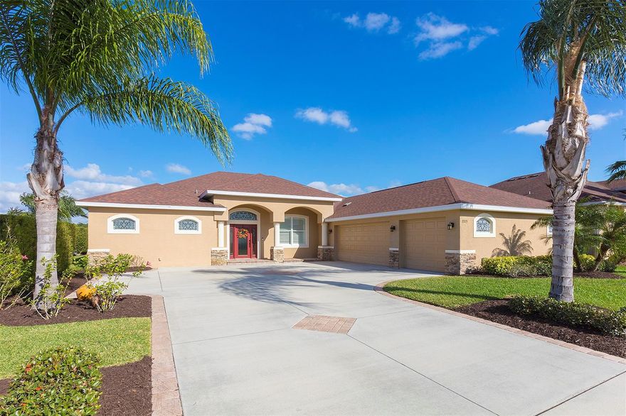 Situated on a premium lakefront lot within the popular Promenade Parke section of Venetian Bay, this Paytas built, Custom Casa Vacanza II swimming pool home, provides a pristine family lifestyle with prominent appointments and upgrades at every turn. From the moment you approach this magnificently constructed property you will notice lush Florida foliage, a paver-edged drive, stone accents and a convenient three-car garage. Inside, this home is bright and welcoming with high ceilings, sun tunnels, recessed lighting, and ample plantation-shutter-adorned windows. The living areas have tile flooring, with crown molding and brilliant baseboards while you will find cozy carpeting in the bedrooms. The kitchen will delight the chef of the family with a custom layout featuring premium, GE Profile stainless steel appliances including double wall ovens and an induction cooktop, gorgeous granite countertops, ample 36" wood cabinetry, under cabinet lighting, and a charming tile backsplash. Entertain friends and family or enjoy peace and privacy from the extended screened lanai which overlooks a brilliant blue lake. The master suite and bath are exceptional, with an oversized living space and private slider access to the pool area. The master bath boasts an Italian marble clad dual sink vanity, a jetted tub, and a huge walk-in shower with dual shower heads. Other uncommon upgrades in this wonderful dwelling include a wood-burning, pavered fire pit, a solar fan in the attic, hurricane shutters, a full home surge protector, and full insulation through the living area walls for energy efficiency. A full upgrades list can be made available upon request. Venetian Bay offers a world-class lifestyle bolstered by gorgeous golf courses, walking trails, shopping, dining, a country club and convenient access to the highway and beach. Don't miss out on this pristine property! ;Water: City