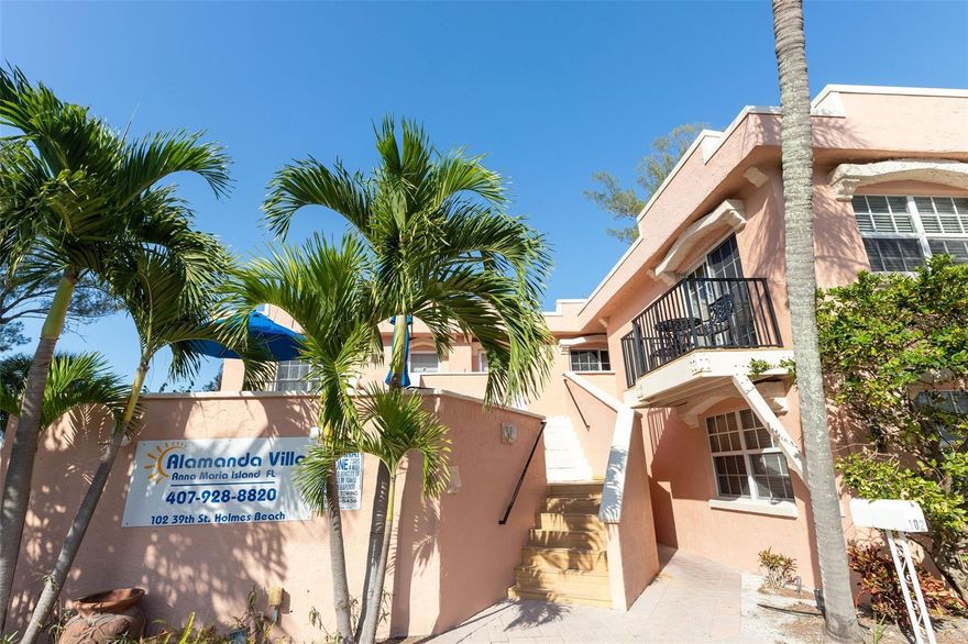 Welcome to Alamanda Villas and your piece of island paradise. Just steps from the Gulf of Mexico, 8 unit property features a heated outdoor pool, barbecue facilities and umbrella-covered patio areas with wonderful water views. Each 1 bedroom/1 bathroom unit has a fully stocked kitchen with a microwave, refrigerator, coffee maker, oven and stove top. There are many shops, restaurants, and entertainment in the immediate area and it is a less than five minute walk to the trolley stop which can take people to see all that Anna Maria Island has to offer. This turnkey property has been taken care of very well and is the perfect investment opportunity. Schedule your showing today. Daily rentals permitted. Each Unit is already Condominiumized, an added benefit usually not available. Buyer would become the sole owner and member of the condominium association.