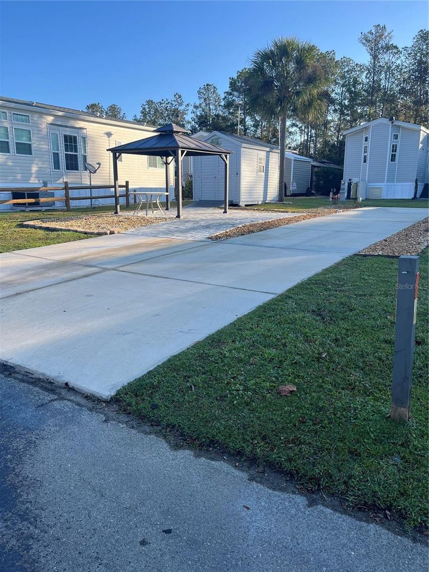 Wilderness RV Park!! Own the Land!! This beautiful, upgraded lot situated in the Town Park features a new 8' x 12' shed with electricity and custom pavers with a 14'x18' patio area that is perfect for a pergola and enjoying the Florida climate. This lot has a large concrete pad that is ideal for parking your RV or adding a park model home. In addition, there is also room for parking 2 cars and a 5'x8' paver golf cart parking pad. The Wilderness RV Park offers a wealth of amenities, including a fitness center, pool, shuffleboard courts, Greenway hiking trails, and access to the Ocklawaha River. Also, the Town Park has its own clubhouse and heated pool and hot tub. Located just outside Ocala, it's a short drive to the renowned Silver Springs State Park, various shopping centers, restaurants, healthcare facilities, and the historic downtown area. Ormond Beach is also just an hour away. Ownership of the land is deeded, and the HOA fee covers road maintenance, water, sewer, trash, lawn care, gate security, pool, and other recreational amenities.