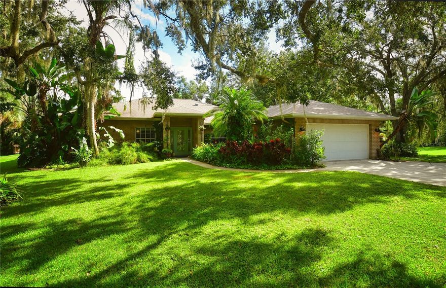 Welcome to Sundance! Pass through your private gate, down a shaded driveway and surround yourself in over 2 Acres of Tranquility! Nestled at the center of this 2.2 Acre Mini Ranch, the three-bedroom pool home has two full bathrooms, a two car garage, a parking pad for Boat or RV parking, a pole barn, a potting shed and a deer feeding station. Enter through the front foyer of this open concept home with the breakfast room on the right and a cozy den or media room on the left. The open floor plan allows for Pool Views from the Kitchen, Living Room and Dining Room. The kitchen has a gas range for the gourmet, and a wrap around breakfast bar to serve up stacks of pancakes! A large walk-in pantry doubles as a mudroom entry from the attached garage. The dining room has two sets of sliding doors open to the pool area. The living room has sliding doors that open to the outdoor dining area and the screen-enclosed pool. At the end of a long day in the gardens or at the barn, escape to the owner’s retreat. This spacious suite has plenty of room for a king bed and sitting area, a walk-in closet and a huge bathroom with soaking tub and separate shower. The split bedroom plan has the second and third bedrooms on the opposite side of the home with a shared hall bath. Both guest bedrooms have generous closet space and garden views. The Sundance Equestrian Community is buzzing with activity at the Community Barn. For a small monthly fee, residents can reserve a private stall which includes a shared tack room and feed room, access to the riding and training rings and fenced pastures. Located on the Little Manatee River, the Sundance Marina has a community boat ramp, two docks, a playground, restrooms and a pavilion for private parties and community events. The new Sundance Park is located at the entrance of the community. With three acres of green space, the new park offers a walking path and a playground, and hosts movie nights and community yard sales. Break away from the hustle and bustle of the City and enjoy a bit of Country Living without feeling isolated! The Sundance Community has convenient access to shopping and dining and is just a hop, skip and a jump to the Interstate toward St. Petersburg, Sarasota, Bradenton and Beyond! Absolutely ZERO Storm Damage!