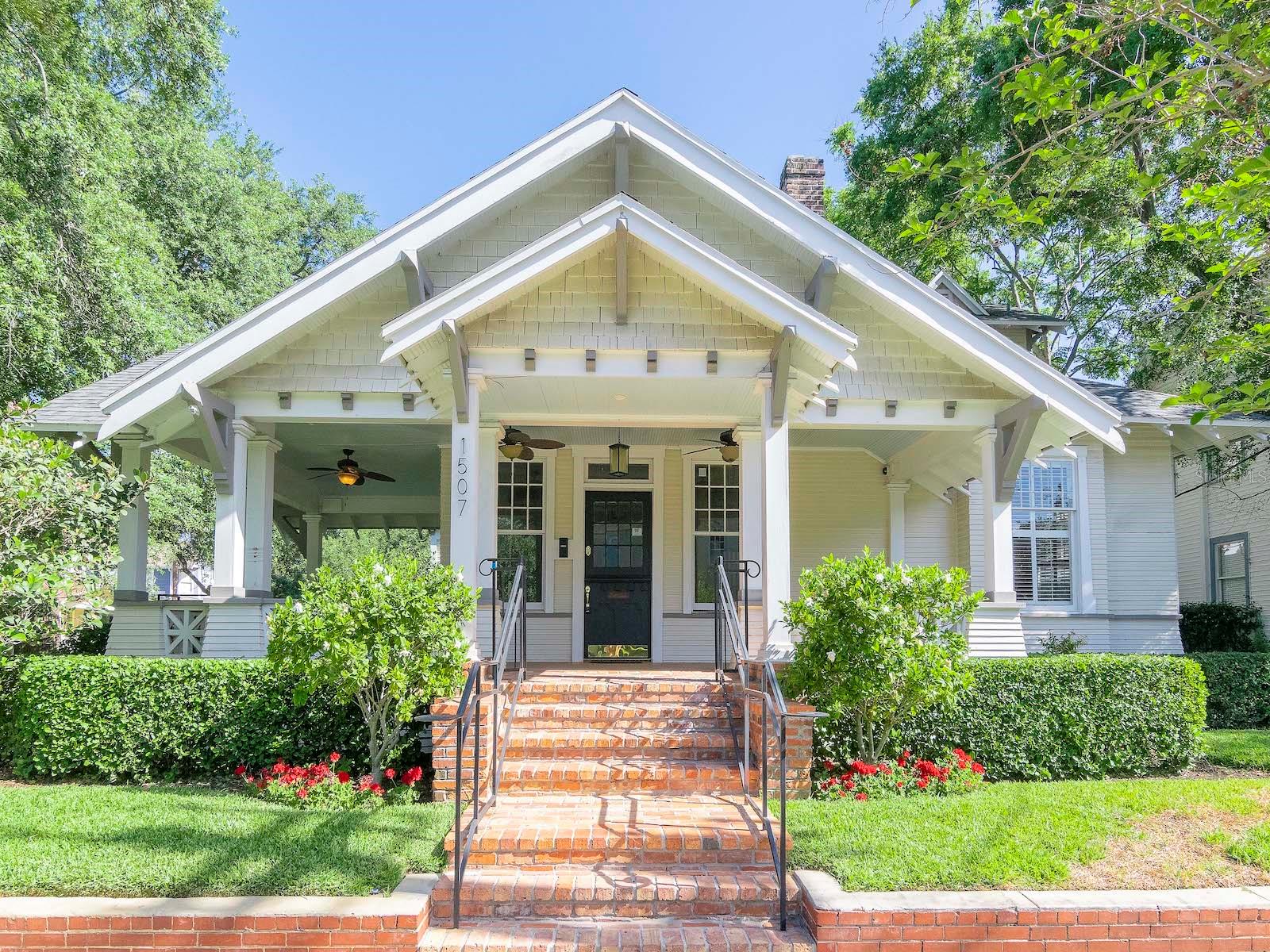 *Accepting Back-Up Offers* Fabulous Historic Hyde Park Bungalow perfectly located 1 block from iconic Bayshore Blvd and 1 block from Hyde Park Village in the heart of the Golden Triangle. 5 bedroom & 4 1/2 baths including downstairs master and add'l bedroom each with en suite baths and walk in closets.. Gleaming stained oak hardwood floors throughout first floor, extensive mouldings and coffered ceilings, 2 fireplaces, beautiful white kitchen with gas cooktop, sub zero refrigerator and stone countertops, all opening into a large family room and informal dining area. Upstairs offers charming & bright light filled loft, 3 large additional bedrooms, 2 baths, bonus room, and abundant storage. Entertain guests around the exotic pool and spa with tropical water fall or serve brunch on the lovely wrap around porch with beautifully redone pine floors. Nearly 3900 SF of classic living space includes loads of storage, newer roof, 4 AC systems with Nest thermostats and a secret staircase below the flooring. Five minutes to downtown, Channelside and the Riverwalk, in site of Bayshore Blvd and Rome Park and 20 minutes to Tampa Int'l airport. Sought after public schools including Gorrie Elementary, Wilson Middle and Plant High. Hurry to preview this charming 100 year old masterpiece.