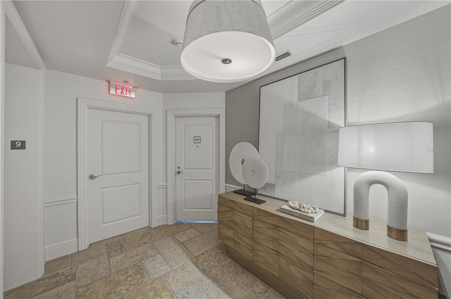 Experience elevated living at The Plaza on Harbour Island in this gorgeous 2,400-square-foot residence featuring 2 bedrooms, 3 full baths, and a den that can easily function as a third bedroom.
A private tiled foyer sets the tone for this elegant home, opening into expansive living spaces framed by dramatic floor-to-ceiling windows that capture breathtaking water views and flood the residence with natural light. The open living and dining areas blend seamlessly, creating an ideal setting for refined entertaining or relaxed everyday living.
The gourmet eat-in kitchen is designed to impress, featuring extended custom cabinetry and premium appliances, including a built-in Miele coffee maker and microwave, Sub-Zero refrigerator, Viking oven, and a built-in wine cooler—perfect for both the culinary enthusiast and effortless hosting. The kitchen and dining areas are perfectly positioned to enjoy the tranquil backdrop.
The thoughtfully designed split-bedroom floor plan offers privacy and comfort. The primary suite features elegant tile flooring, a luxurious en-suite bath, and a spacious walk-in closet, creating a true private retreat. The second bedroom is finished with rich hardwood flooring and its own walk-in closet, and en suite luxury bath, while the tiled den—complete with built-ins, chair rail, and crown molding—offers flexibility as a home office, library, or third bedroom.
Step onto the expansive private balcony to enjoy sweeping water and city views and the serene ambiance that defines Harbour Island living.
This exceptional residence combines timeless finishes, generous proportions, and spectacular views, offering a rare opportunity to own in one of Tampa’s most sought after addresses.