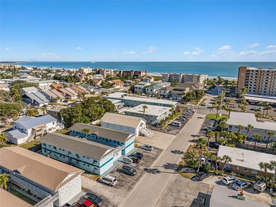 Location, location, location! Calling all CASH BUYERS. Make your beach dreams a reality with this fantastic 1 bedroom, 1 bath condo. The condo is just a short walk (1.5 blocks) to the beach. This turnkey condo unit makes a great Airbnb style investment, snowbird oceanfront oasis, or even your full-time residence. The complex offers investor-friendly policies that allow weekly rentals. The fully furnished unit boast an open floor plan, updated kitchen with stainless steel appliances, and an updated bath. Buyers here will enjoy peace of mind with 2 newer mini split A/C systems (2 years old), in unit stackable washer and dryer, good rental history, great reviews on Airbnb and VRBO, all furniture 1-2 years old, all licenses are up to date, the building was painted this year, and balcony project was completed last year. You'll love the fabulous Florida lifestyle this complex offers, step outside to enjoy the rocket launches and the beach. And a great location near The Cove, the Cocoa Beach pier, Port Canaveral, Kennedy Space Center, popular restaurants, shopping spots, recreational parks, water sports activities. Schedule your showing today and make this awesome condo YOURS! 1 Pets allowed (either 1 cat or 1 dog) max 25lbs , 1-week minimum rental period.