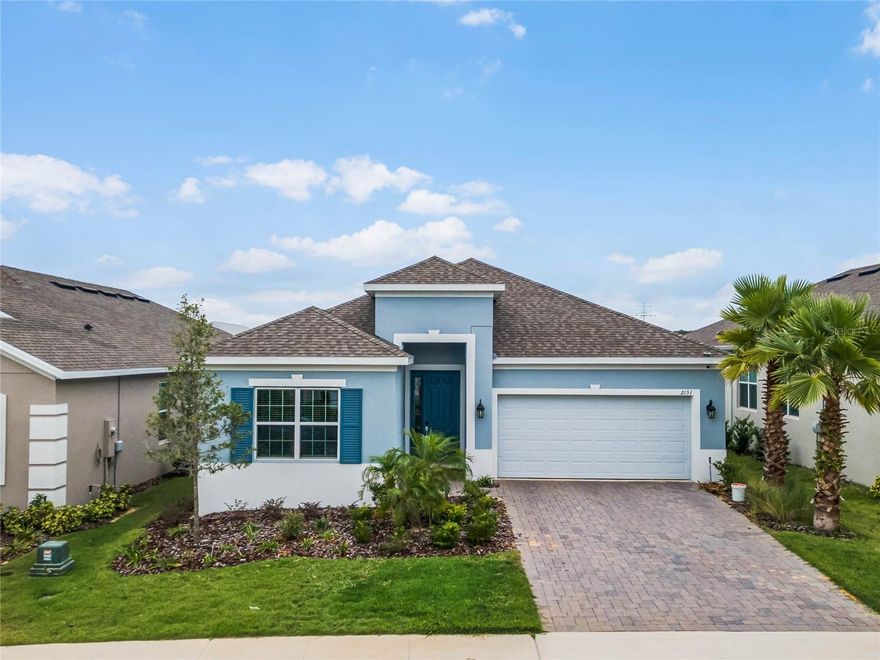 ADJUSTED NEW PRICE! Better than new! Don't miss this beautiful ranch style, 1 story, 4 bedroom / 3 bathroom home in The Canyons at Highlands Ranch  community in the Rolling Hills of Clermont. This home was exquisitely built by Taylor Morrison in 2022 with many upgrades and shows like a model home. The open concept split floorplan has upgraded wood plank ceramic tile floor throughout the main living area. As you enter this home, you are greeted with an inviting foyer with high ceilings which carries throughout the main living area. The Flex room with double door entry is ideal for an office, movie room, art studio or gaming area. The Chef Inspired Gourmet kitchen has a large island, shaker wood cabinets, stainless steel appliances including built-in oven, microwave, and glass cooktop, lots of counter space, Butlers/Prep Pantry and walk-in Pantry. The kitchen is open to the Dining area and Great Room, an enjoyable space to entertain with family and friends. The spacious Primary bedroom is large enough for a king-size bed, sitting area and is complete with a spacious walk-in closet. The Spa-Inspired Primary bathroom has dual vanities with quartz counter tops, soaker bathtub and large step-in shower. The guest bedroom at the front of the home is located to the well appointed main bathroom. Bedrooms 3 and 4 share a beautiful main bathroom with quartz countertop and tub/shower combo. The laundry room is conveniently located. As you open the sliding door from the great room, relax under the large, screened in lanai. The backyard is perfect for gardening, flower beds and BBQ'ing with friends and family. The 2-car garage has room for storage and is accessible from the home. Enjoy the Community Pool with Water Slide, Cabanas, Splash Pad along with the Pet Station and Walking Trails. Close to Hwy 429, Hwy 50, Hwy 27, Montrose Street Market, several lakes, Disney, Publix Supermarket, restaurants, retail stores and the best that Central Florida has to offer. Don't miss out, schedule your private showing today.