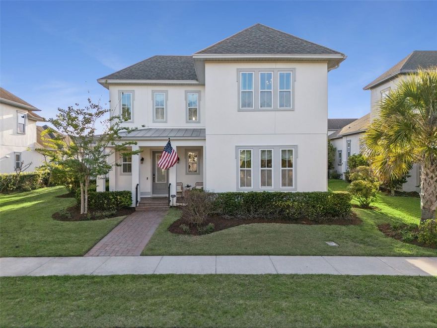 One or more photo(s) has been virtually staged. This is the Laureate Park address you want. Direct back access to Nemours Parkway means you can live your entire Lake Nona life without ever touching Narcoossee Road. Lake Nona High School, Lowe's, Valencia College and XL Soccer in one direction - and Lake Nona Town Center, the Wave Hotel, Lake Nona Performance Club, and the 417 in the other.  On .20 acres with a 67' wide lot - rare for Laureate Park, the Anderson floor plan WITH SUNROOM and BREEZEWAY by Ashton Woods delivers the space and finish level luxury buyers expect. A dramatic two-story family room anchors the main living area, open to a Gourmet Kitchen with a GAS COOKTOP, QUARTZ countertops, Kohler Farmhouse Sink, and Custom Cabinet layout with double Upper cabinetry. Tall ceilings, natural light, and Engineered Hardwood floors throughout the entire main level with no carpet. The DOWNSTAIRS OWNER'S RETREAT is a relaxing space with windows to let natural light in with a Custom Closet and floor-to-ceiling glass-enclosed shower. A DEDICATED OFFICE on the first floor with French Doors and windows to the backyard can easily convert to a fifth bedroom. Upstairs, three additional bedrooms include a PRIVATE EN-SUITE, plus a Loft. Outdoor Living at its Finest with this fully FENCED private lot - big enough for a future pool - with walkway to a 3-CAR GARAGE with EV Charger. Upgrades include: Designer Light Fixtures, Whole-Home Water Filtration and Bowers & Wilkins surround sound. Sitting on one of the neighborhood's most sought-after streets, Lower Harden is a block of estate homes with old-school charm you notice the moment you arrive - individual mailboxes, not cluster boxes. It's a small detail that says everything about the character of Lower Harden. Lake Nona's Medical City puts Nemours Children's Hospital, the VA, UCF Medical Hospital, and the incoming AdventHealth Hospital right at your doorstep. And when it's time to get away, OIA and the 417 are minutes from your door. Community amenities include resort style pool, pickleball, tennis and basketball courts, trails, pocket parks and close to Canvas Restaurant! This one won't last long so schedule your private showing today!