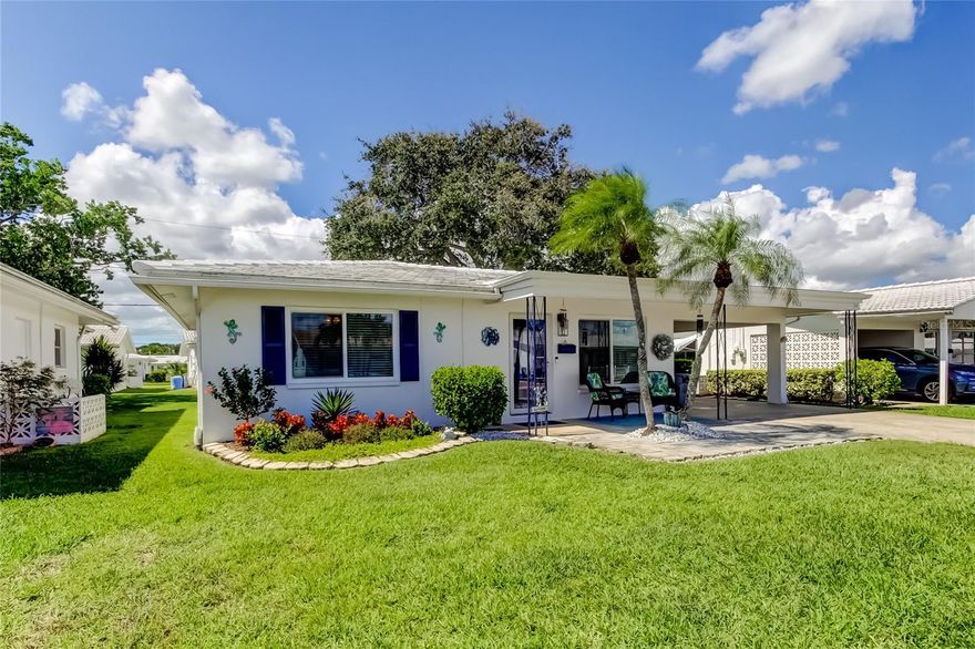 Savor your retirement in the sunshine at The Mainlands 55+ community in this beautifully updated, move-in ready block construction home! Situated high and dry—not in a flood zone—this home offers peace of mind with extensive upgrades completed in 2023 and 2024. Major improvements include a new roof, new HVAC system, new hot water heater, new GE washer and dryer, extra-thick vinyl plank flooring in the main living areas, new carpet in the bedrooms, and a new exterior door in the Florida room. Nearly every window in the home has been upgraded to high-quality PGT impact-rated glass—just three remain—offering both comfort and value with an investment of over $28K. The interior was freshly painted in 2023 in soft, neutral tones that complement any décor. The home features a comfortable, open layout connecting the living, dining, and kitchen areas—perfect for both daily living and entertaining. The spacious Florida room is filled with natural light and features attractive light-blocking shades, making it ideal as a second living area, home office, or creative space. A detached shed provides additional storage, and three Ring cameras are included, offering added convenience and security. Enjoy a carefree, low-maintenance lifestyle—monthly fees include exterior maintenance and yard care. The Mainlands offers a vibrant, resort-style atmosphere with multiple clubhouses, seven pools, an on-site golf course, and a full calendar of social and fitness activities including chair yoga, aqua fitness, line dancing, bingo, book clubs, happy hours, and more. Two pets are allowed, with no size restrictions. Ideally located just off US-19 with quick access to I-275, this home provides convenient commutes to St. Petersburg, Tampa, Clearwater, and Dunedin—and you're only 30 minutes from the beach. Move-in ready and available for immediate occupancy, this is your chance to embrace low-maintenance Florida living with resort-style amenities in a welcoming, active community.