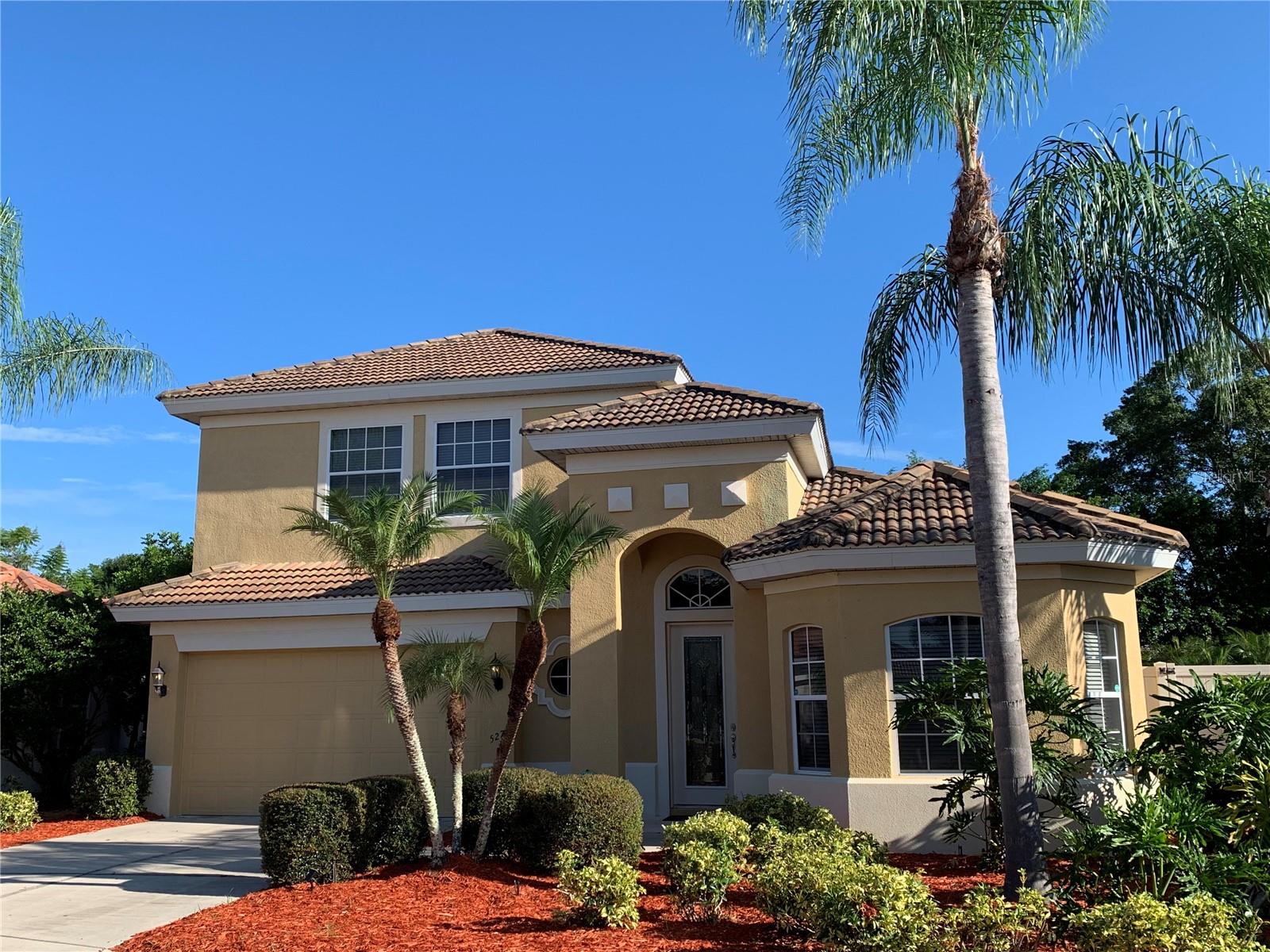 Three bedroom, 2.5 bath, 2 car garage. 2747 sq ft under air. Built in 2005. Located at the end of a quiet cul-de-sac. Inside with its dining/living great room setup including 10' high ceilings throughout plus double tray/crown molding in living area to 12' this home gives you a constant sense of open space. Right by the great room you will find the large kitchen with plenty of 42" smooth solid wood cabinets, Madura Gold granite countertops, stainless appliances, slate tile, a nice practical island and an eat-in-area. Master bedroom downstairs with a double sink bathroom, roman tub and walk in shower. Upstairs you will find the other two bedrooms and a large bonus room with double tray ceilings/crown molding. Outside this home offers a large wood deck for entertaining or just relaxing. New concrete barrel tile roof installed in 2025 with an expected lifespan of 40-45 years. Wind mitigation report and 4-point home inspection completed in 2025. No HOA/fees. Excellent schools with Ashton Elementary, Sarasota Middle and Riverview High. Centrally located...5 minutes from I-75, Doctors Hospital, multiple health facilities, family parks, restaurants and only 15 minutes to the beaches of Siesta Key.