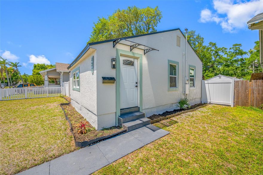 Step into a beautifully maintained Southern charmer, ideally positioned just minutes from the vibrant and rapidly growing downtown St. Petersburg. Whether you’re searching for a place to call home or a strategic addition to your investment portfolio, this property offers exceptional versatility and immediate appeal.

Inside, you’ll find three well-appointed bedrooms and two bathrooms, along with a warm, inviting living room that seamlessly transitions into the dining area—perfect for both everyday living and entertaining. The kitchen is thoughtfully designed with generous counter space and sleek stainless steel appliances.

Outdoors, a fully fenced backyard presents endless possibilities for customization and expansion. Adding even more value, the unfinished detached garage and storage structures offer a prime opportunity for a future ADU, guest suite, or private home office.

Major updates include A/C (2014), roof (2021), windows (2021), and water heater (2024), stucco exterior (2025), providing peace of mind and long-term efficiency.

With walkability and bike access to downtown, and a location that effortlessly supports a dynamic lifestyle, this is an opportunity that demands attention.