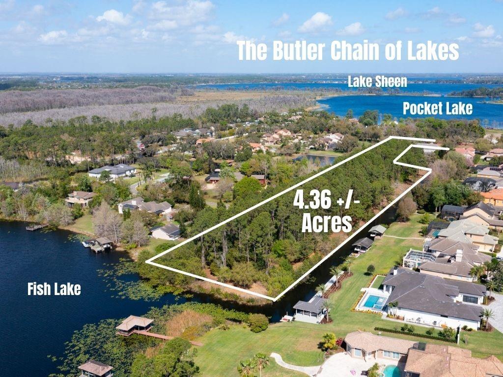 Presenting one of the most coveted opportunities to build on The Butler Chain of Lakes. Featuring 4.36 acres and more than a thousand feet of water frontage within the private gates of Turtle Creek sits this untouched and remarkable oasis. This high and dry enclave offers the chance to create an unduplicated estate or ultra-exclusive compound, with (approx) 180 feet of lakefront and (approx) 900 feet of canal frontage. Imagine the possibilities of crafting a dream residence, tucked away in one of Dr. Phillips’ most exclusive guard-gated neighborhoods, but positioned to maximize privacy and waterfront access. Situated on the famed Butler Chain, enjoy access to more than 5,000 acres of boating, fishing, and water recreation across the 13 canal-connected freshwater lakes. The Butler Chain was the first lake system in Florida to receive the designation of Outstanding Florida Waters from the Florida Department of Environmental Protection because of its water quality and wildlife habitat and is the destination of choice for water enthusiasts around the world. Now is the time to transform this property into an estate unlike any other.
