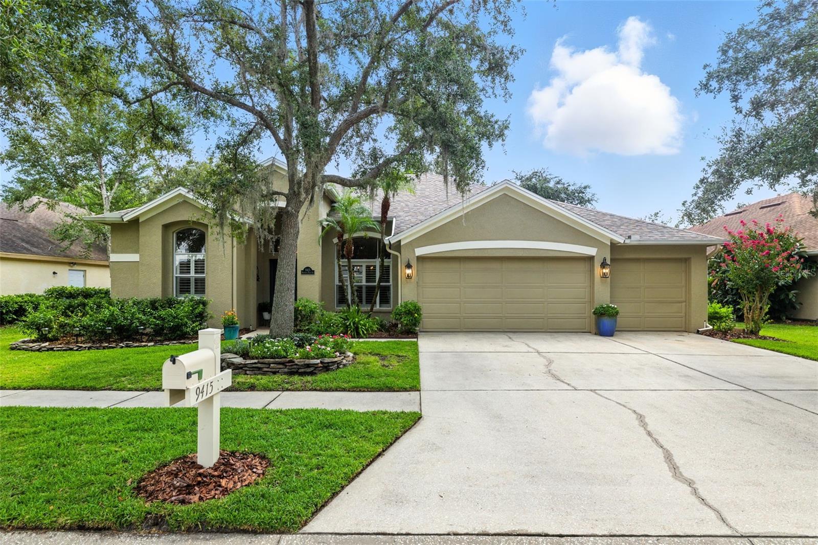 Welcome to Lakeside in Hunter’s Green! This beautifully maintained 3 bedroom, 2 bathroom home with 3 car garage offers the perfect blend of comfort, elegance, and functionality. Step inside to find plantation shutters throughout the main living areas, adding timeless charm and sophistication. The fully renovated kitchen offers 42" cabinets, granite countertops, and stainless steel appliances. The split floor plan provides privacy, with the spacious primary suite featuring two walk-in closets and a renovated bathroom complete with a soaking tub and walk-in shower. Sliding doors from the primary bedroom, living room, and kitchen open to the lanai. The large fully fenced backyard, shaded by an oak tree, is ideal for playtime, entertaining, or simply relaxing with your morning coffee. Your furry friends will love the open space too. The home offers thoughtful updates and details, including a renovated guest bathroom, and a secondary bedroom with a generously sized walk-in closet, making it perfect for family or guests. The family room showcases a built-in that beautifully centers the space, adding both style and function. Living in Hunter’s Green means enjoying 24-hour manned gate with tree-lined streets and resort style amenities. You’ll have access to playgrounds, tennis and basketball courts, parks, and scenic bike and walking trails. Golf enthusiasts will appreciate the Hunter’s Green Country Club, where golf, athletic, social membership are available. Conveniently located near I-75, premier shopping, dining, hospitals, University of South Florida, and more! Hunter’s Green is a highly sought after neighborhood. Don’t miss your opportunity to make it your home.
