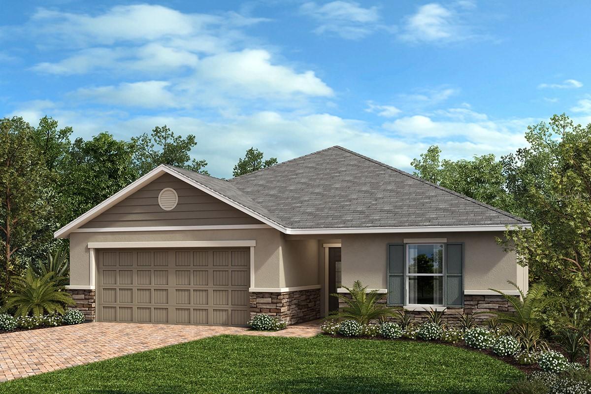 : This beautifully designed, single-story home showcases an open floor plan with tile flooring and a spacious great room that boasts volume ceilings. The modern kitchen is equipped with 36-in. upper cabinets, granite countertops, an island, a Moen® faucet, a Kohler® stainless steel sink and Whirlpool® stainless steel appliances. The primary suite features a spacious walk-in closet and connecting bath that offers a dual-sink vanity, linen closet and walk-in shower. Enjoy the convenience of a dedicated laundry room. The covered back patio provides the perfect space for relaxing or entertaining outdoors.