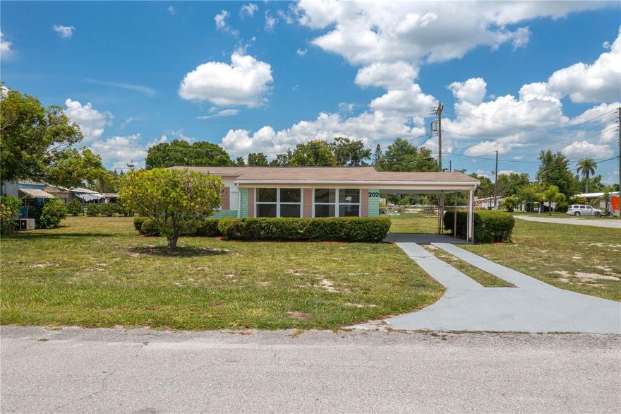 PRICE REDUCED!  Welcome to this beautifully updated 2-bedroom, 1-bathroom block home located on a corner lot in the Sun Ray community of Frostproof, Florida. With fresh interior and exterior paint and brand-new luxury vinyl plank flooring throughout, this home is move-in ready and full of charm. Enjoy peace of mind with recent major updates, including a new AC system installed in 2024 and a brand-new septic drain field completed in January 2025. The kitchen and bathroom have both been recently refreshed, offering a clean and modern feel. Additional features include an inside laundry room for convenience, a one-car carport, and an outdoor storage shed for your tools or hobbies. Situated just off Highway 27, this property provides easy access for commuting to nearby towns and attractions. Whether you're a first-time homebuyer, downsizing, or looking for an investment opportunity, this well-maintained home is a must-see!  Schedule your showing today!