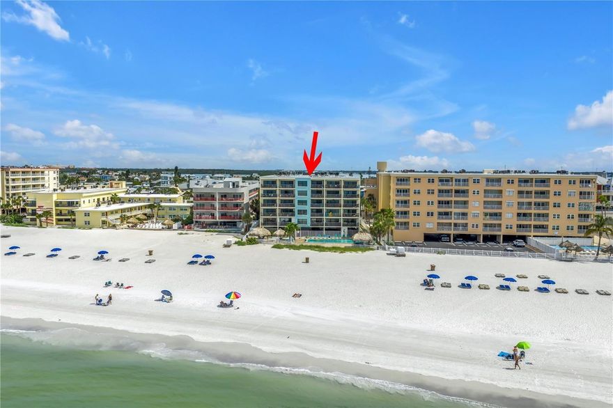 INVESTOR DREAM PROPERTY - PERFECT INCOME-PRODUCING MADEIRA BEACH BEACHFRONT CONDO | This amazing 2 bed 2 bath unit right on the sandy beaches of Madeira Beach is very unique and rare with no restrictions on the number of rentals and nightly rentals allowed and UNLIMITED owner use****ONLY 3 NIGHT MINIMUM**** ALL AGES, ANIMAL FRIENDLY***Welcome home to your piece of paradise which is in the absolute most perfectly positioned Top Floor Condo across the street from famous John's Pass full of shopping, dining, boat rentals and waterfront options to enjoy. This residence is positioned on Madeira Beach, and the Gulf of America. This condo is steps to being on one of Florida’s most beautiful beaches, Madeira Beach, while also located just across Gulf Blvd from the world famous Johns Pass Village & Boardwalk featuring many shops, restaurants, water activities, & dolphin watching. A perfect location! This is a very popular vacation rental building allowing short term rentals while still allowing you to use it personally at your convenience or you can make this your full-time home  and provides you and your guests with unlimited access to the best sunsets available on this coast.. 2 spacious bedrooms and 2 bathrooms including a grand master suite with an en-suite bath enjoying a time at the beach that is undeniably memorable. While you are not able to leverage time at the beach, this building allows for short-term rentals (min 3 days) for your cash flow desires. Fully walkable to so much so your guests don't need a car which makes for ease and low-cost, convenient travel. Fully turnkey solutions are available for rentals so please ensure you inquire about this at your showing. Schedule your showing today and spend the winter months enjoying the sun and sand of beautiful Madeira Beach! Condo building features over $2 million in professionally engineered structural and common are element updates over the past five years including concrete, rebar, balconies, hallways, roof, pool heater and pool filtration system replaced, building generator replaced, repaved parking lots, pool recently resurfaced, pool bathroom upgrade, fencing around pool & bike storage, new emergency building generator, & much more.  Seller's portion of special assessment paid in full.