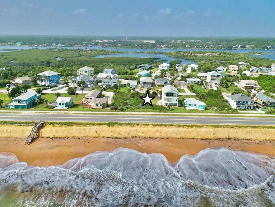 Prime direct oceanfront lot available in Flagler Beach. 50x109 on the Atlantic Ocean w/ an additional 50x60 deeded beach access for beach-walkover & deck. This lot is perfect for an amazing new custom Florida beach house of your dreams. We have several floorplans designed to fit on this lot for turn-key house lot/packages. Also we have vetted architects, designers and builders for buyers who want a fully custom home from scratch. Owners will enjoy sunny beaches of Flagler Beach with a wide array of lifestyle choices from restaurants, bars, shopping, parks, museums, fishing, boating, surfing, golfing & so much more. The property sits on the Marineland Trail: a 28-mile long paved pathway from Ormond Beach to Marineland. Enjoy biking, hiking & walking along the oceanfront trail. World-famous Daytona Beach is just 30 minutes south, and Historic St. Augustine is 30 minutes north. The attractions in Orlando & Jacksonville 1 hour away.