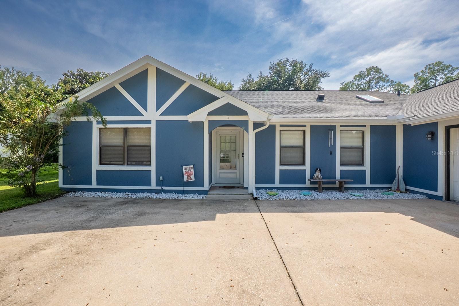 Welcome home to Indian Trails East one of the very few Palm Coast neighborhoods that is walking distance to stores and restaurants! The lovely 3 bedroom 2 bath home on an oversized lot offers a side entry garage volume ceilings, a wood burning fireplace, huge Florida Room. Light and bright with plenty of skylights, LVP flooring through out, formal dining, large living room and cabinet packed kitchen with center island and newer stainless steel appliances. Ample sized guest bedrooms and bath in this split floor plan offer guests privacy, primary bedroom with large walk in closet and en-suite bath. Off off the large Florida room great for entertaining you will find a covered lanai and grilling area, screen inground pool and new outdoor fire pit patio in a fully fenced in yard.
Centrally located to schools, shopping and I95 yet tucked away in a lovely neighborhood surrounded by fresh water canals.
Roof 2021, Hot Water Heater 2023, HVAC 2024, Firepit patio 2024, Gutters 2024, Exterior Paint 2023