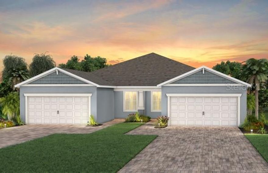 Under Construction. Del Webb Sunbridge is a gated 55+ active adult natural gas community offering new construction single family and villa homes with a low-maintenance lifestyle – and a Central Florida location in the center of it all. Del Webb Sunbridge offers an abundance of resort-style amenities with social events and activities centered in the 27,000-square foot clubhouse and planned by a full-time Lifestyle Director. With a zero-entry pool with lap lanes, resistance pool, poolside hammocks, and heated spa, sports courts, a movement studio, walking trails and more. Meet new friends at a resident club, take a painting class at one of the many art studios, attend a concert or show at the amphitheater, grab a bite at the on-site tavern & grille, or chat at the fire pits and grille pavilion. Get spoiled at Del Webb Sunbridge - after all, this is your time! Your home's exterior and yard maintenance are included, and fiber network provides up to gigabit internet speed. Del Webb Sunbridge’s resort amenities, sports courts, and Lifestyle Director with nearby Lake Nona truly make this the ideal neighborhood and a perfect location to call home.

The gorgeous Ellenwood villa by Del Webb boasts tons of useful space and natural light throughout its open floor plan. This home features 3 bedrooms, 2 bathrooms, a combined kitchen, café and gathering room, covered lanai, washer, dryer, refrigerator, window blinds, and a 2-car garage. Upon entry, you are greeted by a formal foyer which offers a stunning view back to the covered lanai. Your spacious kitchen features a large island, pantry, pendant lighting pre-wiring, white cabinetry with quartz countertops, upgraded sink and faucet, and stainless-steel Whirlpool appliances. The owner's suite features a luxe, upgraded en suite bathroom with a dual-sink double Blanco Maple quartz-topped white vanity, a walk-in glass shower, upgraded shower wall tile extended to the ceiling, and a spacious walk-in closet. The split plan offers privacy and convenience, with the two guest bedrooms, guest bathroom, and an upgraded laundry room towards the front of the home. Professionally curated design selections include our custom craftsman exterior, a relaxing covered lanai, upgraded interior doors, window blinds, Whirlpool washer, dryer, and refrigerator, designer tile accents in the kitchen and bathroom showers, upgraded owner’s bathroom, upgraded laundry room with quartz-topped cabinets, an Epoxy-finished garage floor, wood-look luxury vinyl flooring throughout (except in the bathrooms and laundry room, which are outfitted in beautiful tile), and more!