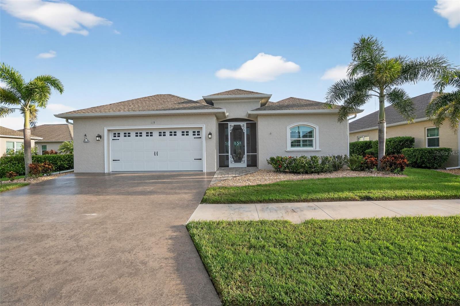 Welcome to Park Forest, a highly sought-after 55+ gated community offering vibrant living and exceptional amenities! This meticulously maintained 3-bedroom, 2-bath home is designed for modern Florida living with a bright and open layout. The heart of the home is the inviting great room, highlighted by tray ceilings, crown molding, and fully pocketing sliding glass doors that seamlessly extend the living space to the screened lanai. The open-concept kitchen and dinette area make entertaining effortless, while the private office offers a versatile space for work or hobbies. The spacious primary suite features a large walk-in closet and en-suite bath with a granite vanity and walk-in shower. 2 Guest bedrooms. Step outside to enjoy serene pond views from your screened lanai or paver patio. It's an ideal setting for morning coffee or evening gatherings. Professional landscaping enhances the home’s curb appeal, ensuring it looks just as beautiful outside as in. Living in Park Forest means peace of mind and a worry-free lifestyle. The HOA covers lawn care, exterior painting every 7 years, roof replacement every 17 years, cable, internet, and access to outstanding amenities: a clubhouse with year-round activities, heated pool, tennis, pickleball, shuffleboard, bocce ball, plus a fenced storage area for boats and RVs. Move-in ready and lovingly cared for, this home is a true gem. Come discover why life in Park Forest feels like paradise!