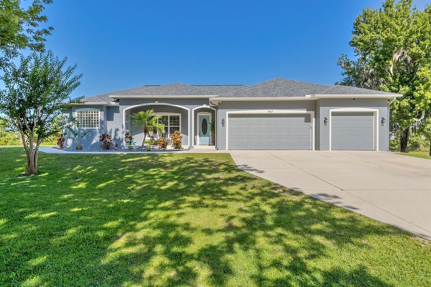 Unbelievable!! This 3 bedroom 2 bathroom, 2.5 acre estate is just unbelievable and so meticulously cared for. Enjoy morning coffee on the front porch while the dogs are running after squirrels and the song birds are singing away. Upon entry you will notice beautiful wood look ceramic tile hugging the updated baseboards in the common areas and a volume ceiling. Natural light peers in from the fun family room and into the rest of the house. The chefs area has gorgeous granite countertops, plenty of cabinets, and stainless steel appliances. Flooring, granite and appliances all done 2016/2017. Have breakfast in the adorable nook while watching Saturday morning cartoons right there in the living room. All bedrooms are great in size but the master is pretty special. It has a bonus space which is great for an office, mini gym area or even a private living room. The master closet is reinforced making it the safest room in the house. Its Florida and having a pool is not a luxury its a must. Your salt water pool was just resurfaced in 2017, new salt cell in 2022 and all the components and equipment replaced in 2017 as well. The patio is perfect for grillin and chillin (pavers replaced in 2017) and a fun fact is the sliding door leading to the pool area is pocketed and opens all the way up making the inside and outside one big area. If 900 sq ft is not enough room for your toys in the garage there is an extra storage shed with a loft. The garage floor was just epoxied in 2019 and is absolutely pristine. The roof and air conditioner were replaced in 2019 as well as a fresh coat of exterior paint. Youre thinking, wow this house has it all but there's more. Not only is there an RV hook up but a portion of the land that you own across the street was turned into a private shooting range. Holy smokes. I dont think you could ask for more. Your new home is beautiful and all redone in the last 5 years. Private and tucked away but 5-10 min to everything including the beach. This is it!! ;Water: City