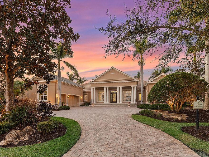 Presenting a stately residence and sense of grandeur, this lakeside home offers a magnificent lot within The Lake Club at Lakewood Ranch.  With 0.6 acres and over 170 feet of lakefront, this desirable home is located in the original section of The Lake Club, known for its Tuscan inspired brick streets.  Waterton Lane was the original street known as “Model Row” and admired for each home having a unique elevation.  This lot showcases unobstructed lake views from the front door with a charming park, water fountain, and large lake increasing the elegance of everyday living.  As you enter your driveway you will love the substantial parking area, ease to enter your garage along with the semi-circle driveway which is appreciated by guests. The interior of the home boasts sensational lake views, tall ceilings with crown molding, plantation shutters, architectural columns and archways, detailed millwork throughout, and new February 2025 interior painting from floor to ceiling, in a modern color palette.  Streamline LED lighting was also added in 2025.  The formal living room sets the scene for cozy evenings with a custom gas fireplace and pocketing sliding glass doors to the lanai.  The paver lanai features a wraparound covered entertaining space with wood ceiling, large outdoor kitchen with 2025 refurbished grill, and classic colonnade screen enclosure.  Relish in sunny afternoons in the sparkling pool surrounded by 2025 lush landscaping and northwestern views of the lake – the perfect Florida escape.  Inside, the formal dining room offers custom tile floor art, grande chandelier, and a convenient wet bar connected to the kitchen.  Chef’s will delight in the colossal kitchen featuring a long, wrapping breakfast bar with seating, central prep island with prep sink, gas range,36” side by side, Subzero commercial refrigerator and freezer, and plentiful cabinetry.  Unique to this residence, you are well-equipped with a custom wine cellar with refrigeration and built-in shelving, and a large walk-in pantry.  The family room is bordered by two sets of sliding glass doors to the lanai for a seamless indoor and outdoor experience, and the dinette enjoys large aquarium windows to admire the lake.  The owner’s wing is complete with a spacious bedroom, separate seating area with a kitchenette morning bar, a large dressing room with mirrors, and dual walk-in closets with shelving.  Prepare to be awed by the stunning primary bathroom showcasing a large soaking tub, roman walk-in shower with rain shower, dual vanities with plentiful storage, and dual water closets for the ultimate privacy.  Experience movie nights from your very own private theatre; or convert this space into a 4th guest bedroom.  Guests will enjoy their own spacious bedrooms and bathrooms.  This functional floor plan also includes a large laundry with lots of counterspace and cabinetry, a private study, and 3-car sideloading garage with new 2025 epoxy floor.  The Lake Club is an exclusive premier, gated community with a Grande Clubhouse, restaurant, pool, tennis, pickleball, fences permitted, and more. Isn't it time for you to own a spaciously designed home on one level, on over half an acre, on a premier street within the most beautifully designed neighborhood around?  It's time for you to make the right move.