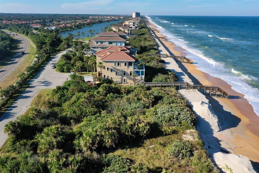 A BEACHFRONT lot that boasts the LUXURIOUS Florida Lifestyle! Imagine building YOUR BEACHFRONT ESTATE on this exceptional oceanfront vacant lot nestled within the esteemed Playa del Sur enclave of Hammock Dunes, Palm Coast's premier fully private oceanfront community renowned for its exclusivity and prestige. This homesite offers 100’ of direct ocean front paradise with a private beach walkover and high dunes maintained and owned by the community association. There is no building timeframe so you can stake your claim on the property and plan for the future. Hammock Dunes provides 24/7 live security and is fully gated. The Club at Hammock Dunes is recognized as both a Distinguished Emerald Club of the World and a Platinum Club of America representing the pinnacle of recognition an exclusive club may receive.  Memberships to The Club are available but not mandatory. There are several different membership options that provide 2 Audubon-certified golf courses, swimming pool and fitness, beachside croquet courts, tennis, bocce, and pickleball courts. The oceanfront clubhouse spoils its members with the finest of dining and a 19th Hole bar and oceanfront balcony that will keep you around the club long after your round of golf. Call today to schedule your private tour of this homesite along with a tour of the club. Notice is needed for membership club tours.