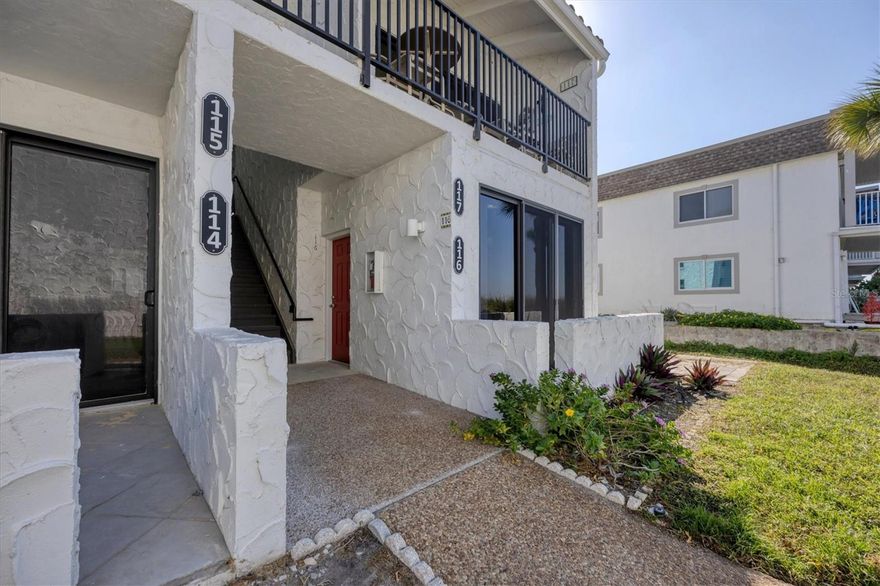 Everything has been updated in this unique 1st floor, Gulf front condo with a beautiful water view. This end unit condo has windows all around, allowing in natural light and luscious views from every room. Walk out onto your private paver patio to catch a Gulf breeze and enjoy your favorite beverage. This condo is a blank slate ready for your decor. New neutral-colored tile, carpet, paint, cabinets, appliances, lighting, fans, closet shelving, etc. There is plenty of guest parking in addition to your covered carport just around the corner. Aldea Mar is the "Village by the Sea," including over 13 acres of grass and tree-lined grounds for walking and enjoying. There is also a putting green, shuffleboard, large community pool and several activities for residents. Aldea Mar allows a pet under 30 lbs and rental with a 30-day minimum, up to 4 times a year. Don't miss this opportunity to own a piece of paradise!