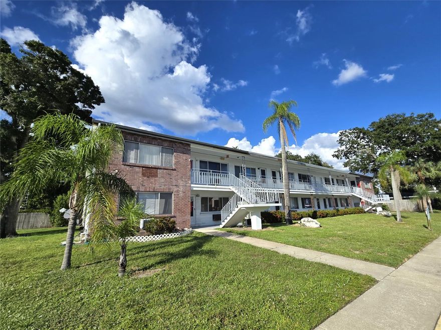Available now! First floor 1 bedroom 1 bath condo in Clearwater. Rent includes water, sewer and trash. Brand new A/C and fans. All tile, no carpet. You enter a large living room dining room combo. The hallway leads to the kitchen, a large interior pantry & storage area and the bathroom. The bedroom is large, has wall to wall closet space and leads out to the Florida room. You get one reserved parking space located in front of the condo. Shelley Gardens is a small 16-unit building. The association takes care of building maintenance, the lawn and exterior pest control. Located one block from Gulf to Bay and 5 minutes away from Target, Costco and Sam's Club. Sorry, no pets allowed at Shelley Gardens. Contact us to tour the home today!