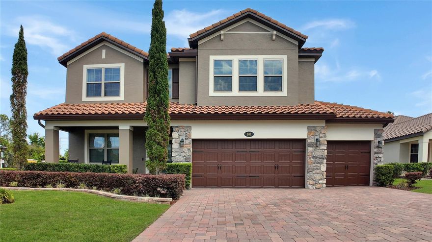 Only 19 Days left to make an Offer on this home! 5 bedroom 3 bath with rare split 4-car garage including tandem bay. This home is professionally designed and furnished by an interior designer. This stunning executive home with flex space sits on a coveted oversized corner lot with conservation and water views. The rare four-car garage with tandem is perfect for a boat and single bay configuration perfect for a golf cart or vehicle. Expanded paver driveway, upgraded stonework and fresh exterior Sherwin-Williams Latitude paint extended-life coating. This home blends luxury upgrades, smart technology, and resort-style outdoor living, making it ideal for both entertaining and everyday comfort. The interior features granite and quartz countertops, built in pot filler plumbing upgrade, new upgraded GE Café appliances with a gas stove, a refrigerator with built-in Keurig coffee system, an apron-front stainless-steel sink, and Moen plumbing fixtures. The custom pantry with wood shelving and hidden barn door entry is a must see! Flooring includes upgraded luxury vinyl plank and porcelain tile throughout the main living areas, with designer carpeting and upgraded padding in the owner’s suite. Architectural details include custom trim, stacked stone accents, arched openings, tray ceilings with beams in the owner’s suite, designer lighting and fans, recessed lighting throughout, and a built-in electric fireplace feature wall with porcelain tile. The home offers a dedicated theater and bar room with Kraftmaid cabinetry, ceiling speakers with wifi-controlled color-changing lighting. Smart home features include app-controlled thermostat, switches, garage doors with Alexa compatibility. Additional upgrades include a motorized Hunter Douglas shade on the sliding glass door and custom drapery and window treatments throughout. Energy and comfort enhancements include an upgraded HVAC system w/ UV air purification, LED lighting, and gutters upgrade on two tier roof line. 
Outdoor living is designed for a true resort experience. This property is fully fenced with privacy walls, an oversized heated hydro pool spa with self-cleaning system, LED lighting, digital temperature control, and lounge seating. A motorized Sunsetter awning with LED lighting and new Sunbrella fabric provides additional shade. The backyard also includes a permitted gas fire pit with custom seating area with Adirondack chairs, expansive paver patio and walkways.  A scenic pergola with an Italian stone fountain is on the front of the property able to be enjoyed from the extended front porch or second floors. Pond view is enjoyed from the front porch or second floor. The community offers HOA-maintained landscaping including palm tree trimming and up lighting, as well as access to a boat ramp and fishing dock.  Proximity to amenities is ideal as the resort style pool is just steps away. The clubhouse includes a fitness center, playroom, theater, and entertainment space, along with on-site management. Furnishings are negotiable depending on the offer. Schedule your showing today. Use our preferred lender and get 2k toward closing cost. Purchase this home, if YOU Are Not Satisfied, We'll SELL IT FOR FREE! *First Responders and Military Members Ask About our appreciation discount. Exclusive offer...Purchase this home with VA 0% DOWN available for those who qualify. Rate buydown options available! For more information on these exclusive offers call the listing agent directly see the info below.
