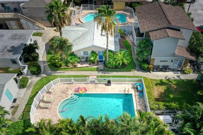 RARE BELLEAIR BEACH COTTAGE! Gulf of Mexico Views! Unique, retro style, this standalone cottage is tastefully updated with all tile floors, fully equipped kitchen, open floor plan, front and rear patios with almost 700 sq ft. With view of the Gulf from both the family room and rear patio, enjoy a true Florida cottage! A morning patio at the front of the cottage overlooks the sparkling, heated pool. Only four other residences in the complex, residents enjoy a relaxed, peaceful, uncrowded atmosphere. The great room plan and lots of windows which produces a light & bright interior atmosphere! Features one Bedroom with queen bed and a daybed with trundle bed, sleeps 4 total (not using couches)and two full bathrooms. Fully furnished and a proven vacation rental just bring your swimsuit! *********
A unique and rare find, this Old Florida style, charming cottage is in a well maintained located in a private tropical setting.
Only 10 steps to the heated pool and 45 steps to the beautiful white sandy beach, watch unforgettable sunsets on the Gulf of Mexico for you and your family to enjoy. The refreshing swimming pool has spa jets, lights and is heated in winter. Enjoy your morning coffee on the beach and experience the beautiful sunsets in the evening!
*****
Come and discover the wonderful secret of Belleair Beach - a quiet, uncrowded beach community of mostly residential units with no high rise complexes, non commercial/touristy like other beach towns.
In a separate bldg is the community laundry room with coin operated washer and dryer and owner's private storage lockers. Store your bikes/kayaks on the side of the cottage. The beach cottage comes with its own assigned parking space, which can fit 2 average size cars tandem (one in front of the other). This Community has 2 visitor parking spaces as well (4 if you park tandem).
This small five owner Condo Association has an owner participatory management style, where input and opinions are solicited and welcomed.
*****
Located nearby is the Shoppes of Sand Key with restaurants, convenience store and other stores, Sand Key Sailing Center, Belleair Beach Marina and community tennis courts, playgrounds and leash free dog parks. Famous, lively Clearwater Beach is only 10 minutes north as well as downtown Clearwater is just over the bridge from Clearwater Beach.
These barrier island beaches are just west of Tampa in Pinellas County easy access to Interstates, airports, grocery stores, etc.
Pristine sandy beaches and natural unspoiled landscapes with clear, sparkling Gulf waters, a subtropical climate, Belleair Beach has an abundance of glorious Florida sea life, birds and sunshine!
Enjoy a relaxed escape in Belleair Beach from hectic everyday life, enjoy the gentle Gulf waves and breezes along sparkling shores!
*****SOLD AS-IS, requesting HIGHEST & BEST OFFERS with proof of funds/pre - approval mortgage letters by SAT. AUGUST 20th 6pm****