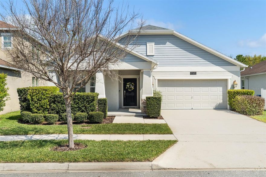 Lovely home located in Harmony! 3 bedrooms, 2 bathrooms and 2 car garage. Rocking chair front porch, with open floor plan, Lovely crown molding in main living and all tile flooring & carpet in bedrooms. Kitchen features granite counter tops, tile backsplash & closet pantry, 42” ivory wood cabinets & recessed lighting, large island counter, GE Microwave (2016), Range (2026), Refrigerator (2026), Dishwasher (2026) and Owner’s Suite large closet. Dual sink vanity, tub w/separate shower. House features gutters! You will have lots of privacy in the large backyard with no rear neighbors! Screen rear porch to relax. Water softener. Plantation shutters in front formal living room. Ideally located near Harmony Community School, this home offers golf-cart-friendly access through a nearby tunnel to Harmony Middle and Harmony High School. Residents enjoy exceptional amenities including Buck Lake with community pontoon boats, kayaks, canoes, and a fishing pier, along with resort-style pools, dog parks, playgrounds, walking trails, a fitness center, and bike paths. Enjoy easy golf cart rides to the neighborhood coffee shop, pizza restaurant, and Mexican dining. Conveniently located near Orlando International Airport, Medical City in Lake Nona, and Florida’s East Coast beaches, Harmony offers the perfect blend of lifestyle, nature, and location. Don’t miss your opportunity to own this move-in-ready home — schedule your private showing today! Buyer to verify all room measurements.