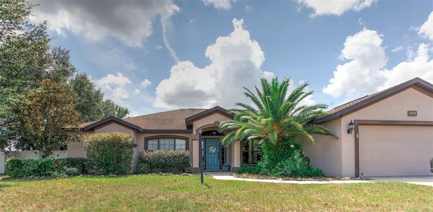 Welcome to Meadow Glenn, a gated community in southwest Ocala! This 2008-built concrete block/stucco home offers 3 bedrooms, 2 baths, a separate den/office, and a 2-car garage with 2,149 sq. ft. of living space (2,887 under roof) on a cul-de-sac lot with 0.24 acres. The backyard is fully fenced with while vinyl fencing for privacy and outdoor enjoyment. Inside, the home features a split floor plan, spacious living room with sliding glass doors to the backyard, and a large foyer entry with an upgraded front door and sunburst detail. The kitchen includes upgraded solid wood cabinets with crown molding, ample counter space, and appliances (side-by-side refrigerator, microwave, range, and dishwasher). Tile and carpet flow throughout the home. Enjoy multiple dining options with an eat-in kitchen and a formal dining area. The master suite features a walk-in closet, garden tub, separate shower, and dual vanity. Additional highlights include ceiling fans throughout, a bright versatile den/office-perfect for working from home, and all concrete areas freshly pressure-washed including the sidewalks, driveway, back porch, and sections of fencing. Located close to shopping, restaurants, and all that Ocala has to offer, this home combines space, comfort, and convenience in a desirable gated community. Don't miss this opportunity-schedule your showing today!