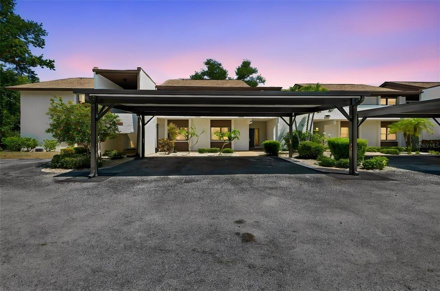 First floor unit with golf course views, turn-key furnished, 2 bedrooms, 2 bathrooms in Timber Creek. Timber Creek is a 55+ community in West Bradenton near Gulf beaches that offers executive 9 hole/par 3 golf course, heated swimming pool, tennis, pickleball courts, community center, walking path and well maintained mature landscaping.  Make this your full time or seasonal retreat. An open, split bedroom floor plan with over 1,200 sq. ft. of living space. An entry foyer with closet opens into a large combination living/dining area with sliders from this area, the kitchen and primary bedroom, welcoming beautiful views of the golf course from the huge 22x17 enclosed lanai with an additional enclosed garden area. A nice size kitchen provides good space for preparing meals and entertaining. The primary is 18x12 sq. ft. with walk in closet and walk in shower.  The 2nd bedroom has built in Murphy bed, bath/shower combo, nice size closet with ease of access to 2nd bathroom. This floor plan offers seamless transitions between the interior and exterior for comfortable living, relaxation and entertaining.