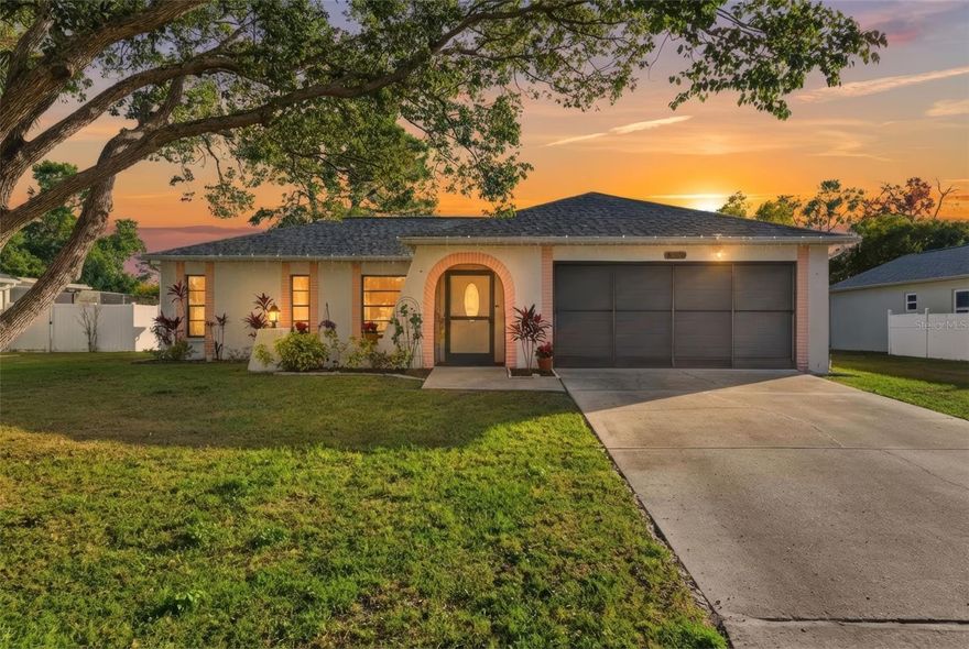 Welcome to your private Florida retreat in the heart of Spring Hill. Situated on an oversized 0.23-acre lot with no HOA, this well-maintained 2-bedroom, 2-bath home offers 1,386 sq ft of comfortable living space with a new roof installed in 2024, providing added peace of mind for years to come.

The layout features both a living room and a separate family room, offering flexibility for relaxing, hosting, or working from home. The family room could easily be enclosed to create a third bedroom, making this home adaptable to a variety of needs. The primary suite includes a walk-in closet and private bath, while the second bedroom and guest bath are thoughtfully positioned for privacy.

Step outside and you’ll see where this home truly shines. The expansive screened enclosure surrounds a heated in-ground pool, creating an ideal year-round outdoor living space. Covered and screened patio areas provide shade and comfort, perfect for gatherings or quiet evenings at home. The partially fenced backyard offers privacy and plenty of usable space.

Additional highlights include a 2-car attached garage, irrigation system, rain gutters, sliding doors, public water and sewer, and location in Flood Zone X. Nestled in an established neighborhood with mature trees, this home offers a peaceful setting while remaining close to shopping, dining, and major roadways.

If you’ve been looking for a move-in-ready pool home with space, privacy, and no HOA restrictions — this one checks the boxes. Schedule your showing today.