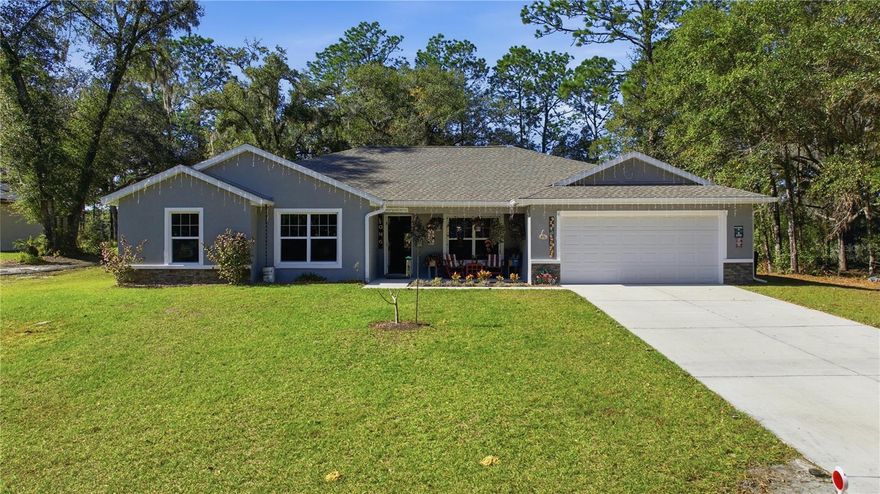 Like-new 4-bedroom, 2 bath home built in 2022, located in a quiet Dunnellon community with a low HOA of only $250/year. This home offers an open floor plan and a spacious kitchen with a large granite center island, perfect for cooking and entertaining. Enjoy the oversized back patio, ideal for BBQs, outdoor dining, relaxing patio furniture, or a future hot tub.
Community amenities include a pickleball court, community pool, fitness room, and clubhouse. Residents also enjoy private beach access to the Rainbow River for kayaking, swimming, and relaxing, plus a pavilion perfect for gatherings and parties.
Conveniently located near shopping, dining, and outdoor recreation. Move-in ready Florida home with river access and resort-style amenities. Schedule your showing today!