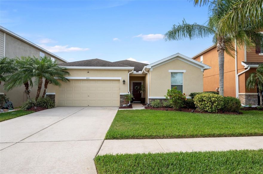 This beautiful, 3 bedroom 2 bathroom, one story home, with an open living concept is move in ready, located in the desirable gated community of Mira Lago! The landscaping gives this house amazing curb appeal and comes with a new Pain Bird sprinkler system (2022), with a wireless receiver. Front door has a keyless entry and a Ring Doorbell system. The kitchen comes equipped with newer appliances and a multi functional island overlooking the main living space, perfect for entertaining. The exterior was painted in 2022 and the interior was just painted in 2023. The living spaces have new ceiling fans and both bathrooms have new toilets. This is an energy efficient home and other recent updates include a new water heater (2021), a water softener, and the AC unit was recently serviced (buyer inherits two free services).    

This community has wonderful amenities including a resort style pool and playground as well as easy access to US-41 and I75.  Come take a look at this beautiful listing before it's gone!