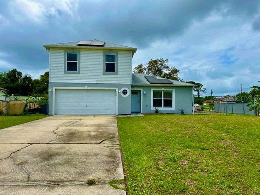 Step into this beautifully renovated 4-bedroom, 3-bath home that perfectly blends comfort, style, and value. Situated on a spacious corner lot in a quiet, family-friendly neighborhood, this property offers both privacy and charm with no front neighbors—just a peaceful park right across the street. Inside, you’ll find a fully updated interior that’s truly move-in ready, designed with modern finishes and thoughtful touches throughout. The home features a newer roof (2020) and brand-new solar panels, helping you enjoy significant savings on your electric bill while living more sustainably. Enjoy seamless indoor-outdoor living with rear sliding doors that open to a back patio slab—ready for you to design the perfect outdoor living space for relaxing or entertaining. The large, fenced yard provides plenty of space for outdoor living, entertaining, or letting kids and pets play freely. The solar panels were purchased for $50,000, making this an incredible opportunity for buyers to secure major energy savings at a fraction of the cost. With its ideal location, serene surroundings, and incredible upgrades, this home is not only a wonderful place to raise a family—but also an exceptional deal you won’t want to miss.