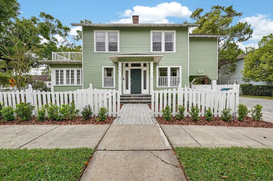 Welcome to a timeless masterpiece near the heart of Delaney Park—where historic charm meets elevated luxury living. Originally built in 1930, this exquisitely updated residence has been meticulously maintained to preserve its architectural integrity while seamlessly incorporating refined, modern enhancements. ( AC upstairs 2017 AC downstairs 2015    Water Heater 2023   Roof  2021 Guest house mini split AC 2023 )
Rich in character, the main home showcases original hardwood floors flowing gracefully throughout, setting the tone for an elegant yet inviting interior. Offering 3 generously sized bedrooms and 2.5 spa-inspired bathrooms, every space is curated with a balance of classic craftsmanship and contemporary sophistication.
Step outside onto one of two private balconies—one overlooking a lush, manicured garden retreat, the other capturing serene views of the resort-style backyard oasis. Designed for both relaxation and entertaining, the outdoor living experience is nothing short of exceptional.
Indulge in your own private sanctuary featuring a heated saltwater pool and spa, finished in luxurious pebble tec for a refined, resort-quality aesthetic. A fully equipped, shaded outdoor kitchen creates the perfect setting for hosting unforgettable gatherings, while evenings are best spent around the fire pit under the ambient glow of the Florida sky.
Adding versatility and elevated value, the detached two-car garage is complemented by a beautifully appointed guest house above. Complete with its own private laundry, this 1-bedroom, 1-bathroom suite includes a flexible bonus space—ideal as a second bedroom, executive office, or additional living area—perfect for guests, extended family, or income-producing potential.
A rare offering in one of downtown Orlando’s most coveted neighborhoods, this residence embodies luxury, lifestyle, and legacy in one extraordinary home.