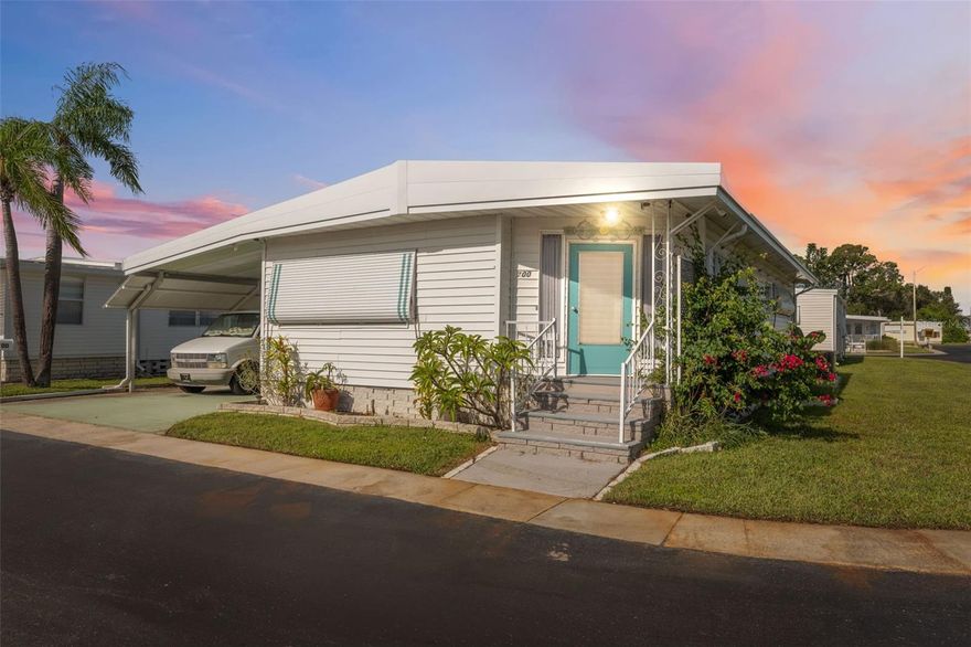 Discover this stunning, FULLY FURNISHED, turn-key, 2 bed, 2 bath gem in the RESIDENT OWNED, 55+ community of WESTWIND. Recently refreshed with newer flooring, paint and an UPDATED BATHROOM, this gorgeous home's HVAC IS ONLY 4 YEARS YOUNG. Escape into the tranquility of the OWNER'S SUITE, complete with plenty of closet space and full bathroom. This bright and airy unit offers an OPEN FLOOR PLAN filled with FLORIDA SUNSHINE and perfect for entertaining friends, neighbors and family. Enjoy the CAR PORT'S covered parking or transform it into a patio oasis. The attached shed is complete with WASHER/DRYER HOOKUPS and plenty of space for your tools.

This CORNER LOT sits just across the street from the HEATED COMMUNITY POOL. Westwind is known as an excellently maintained community, with plenty of amenities including SHUFFLEBOARD, exercise room, community activities, on sight management and is conveniently located minutes from shopping, dining, healthcare facilities and WORLD RENOWNED BEACHES. Schedule your showing today!