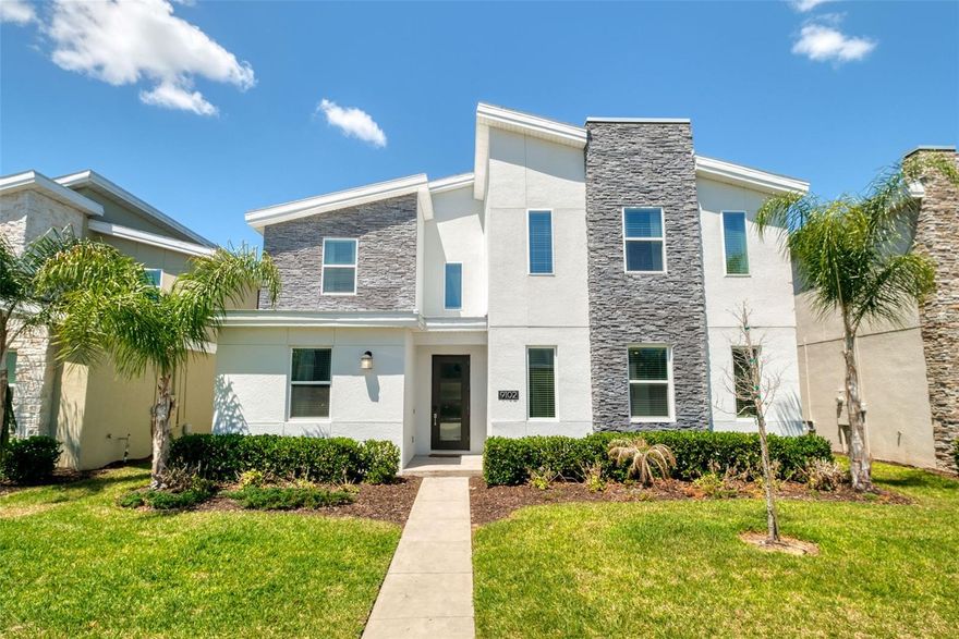 Welcome to a truly exceptional opportunity in ChampionsGate’s Stoneybrook community. This stunning 8-bedroom, 5-bathroom 2023 vacation home offers over 4,300 square feet of thoughtfully designed living space with both function and luxury in mind. Whether you're searching for a high-income-producing investment or a private retreat, this well-maintained residence delivers the perfect balance of style, comfort, and proximity to Orlando’s top attractions.

Step inside to an expansive open-concept layout where the gourmet kitchen—complete with stainless steel appliances, ample cabinetry, and plenty of counter space and seating—flows seamlessly into the dining and living areas. Natural light fills the space, while sliding glass doors lead to a covered lanai with a ceiling fan, perfect for enjoying Florida’s year-round sunshine. The screened-in heated pool and spa, surrounded by elegant pavers, provide a private oasis for relaxation and outdoor entertaining.

The home’s versatile floor plan includes two beautifully appointed bedrooms on the main level, both with en-suite bathrooms, including a spacious primary suite for added privacy and convenience. Upstairs, you’ll find six uniquely themed bedrooms designed to elevate the guest experience, along with a generous loft area and three additional bathrooms. A standout feature is the newly updated bonus room, now a dedicated home theater complete with a projector and theater-style seating—perfect for unforgettable movie nights.

Located just a short walk from a newly built, state-of-the-art clubhouse, this home also grants access to ChampionsGate’s amenities, including multiple resort-style pools, a lazy river, waterslide, fitness centers, championship golf courses, tennis and volleyball courts, a tiki bar, and all within a 24-hour guarded, gated community. With HOA dues covering lawn care, high-speed internet, cable, and valet trash service, this property offers a truly turnkey experience for both personal enjoyment and short-term rental success.

This is resort-style living at its finest, schedule your private showing today!