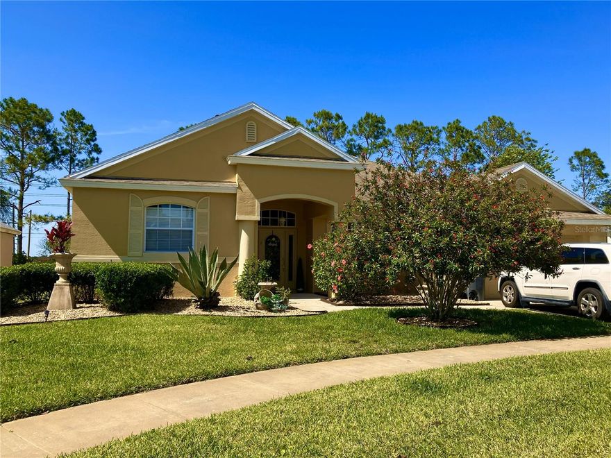 Welcome to this beautifully maintained 4-bedroom, 3-bathroom Lennar Cambridge model in the desirable golf community of Highlands Reserve. Sold fully furnished, this home is ideal as a full-time residence, seasonal retreat, or turn-key vacation rental. Major improvements include a newer A/C system (2019), exterior paint (2020), elegant French doors to the pool area, and biannual professional A/C servicing. The home also features a full suite of new appliances—washer, dryer, microwave, dishwasher, stove, refrigerator, and garbage disposal. Additional upgrades include new outdoor wiring for the pool and jet tub, a new sprinkler control box with updated sprinklers, new mattresses, fresh Aubuchon area rugs in the living and family rooms, and new FM TV wall units with two tall built-ins. Inside, a bright foyer opens to a stylish living room with views of the sunny pool deck. A formal dining room is conveniently located near the entrance, ideal for gatherings. The primary suite is spacious and private, offering dual walk-in closets, a spa-like bathroom, and a versatile sitting room perfect for an office, reading nook, nursery, or relaxation space. The open kitchen and family room form the heart of the home. The kitchen includes Corian countertops, ample cabinetry, and a cozy breakfast nook overlooking the comfortably furnished family room, which opens directly to the expanded lanai. Outdoor living is a highlight, with a large, private pool deck, new wicker patio furniture, and plenty of space for lounging or outdoor dining. The covered lanai provides shade, while the open areas are perfect for enjoying Florida sunshine. A third bathroom offers convenient direct pool access. Three additional bedrooms, each with walk-in closets, provide generous space for guests or family members. The home meets all HIA requirements, offering added peace of mind. Move-in ready and thoughtfully upgraded, this furnished home blends comfort, style, and modern convenience in one of Central Florida’s most sought-after golf communities. 20 Minutes from Disney, 30 minutes to Universal and other theme parks