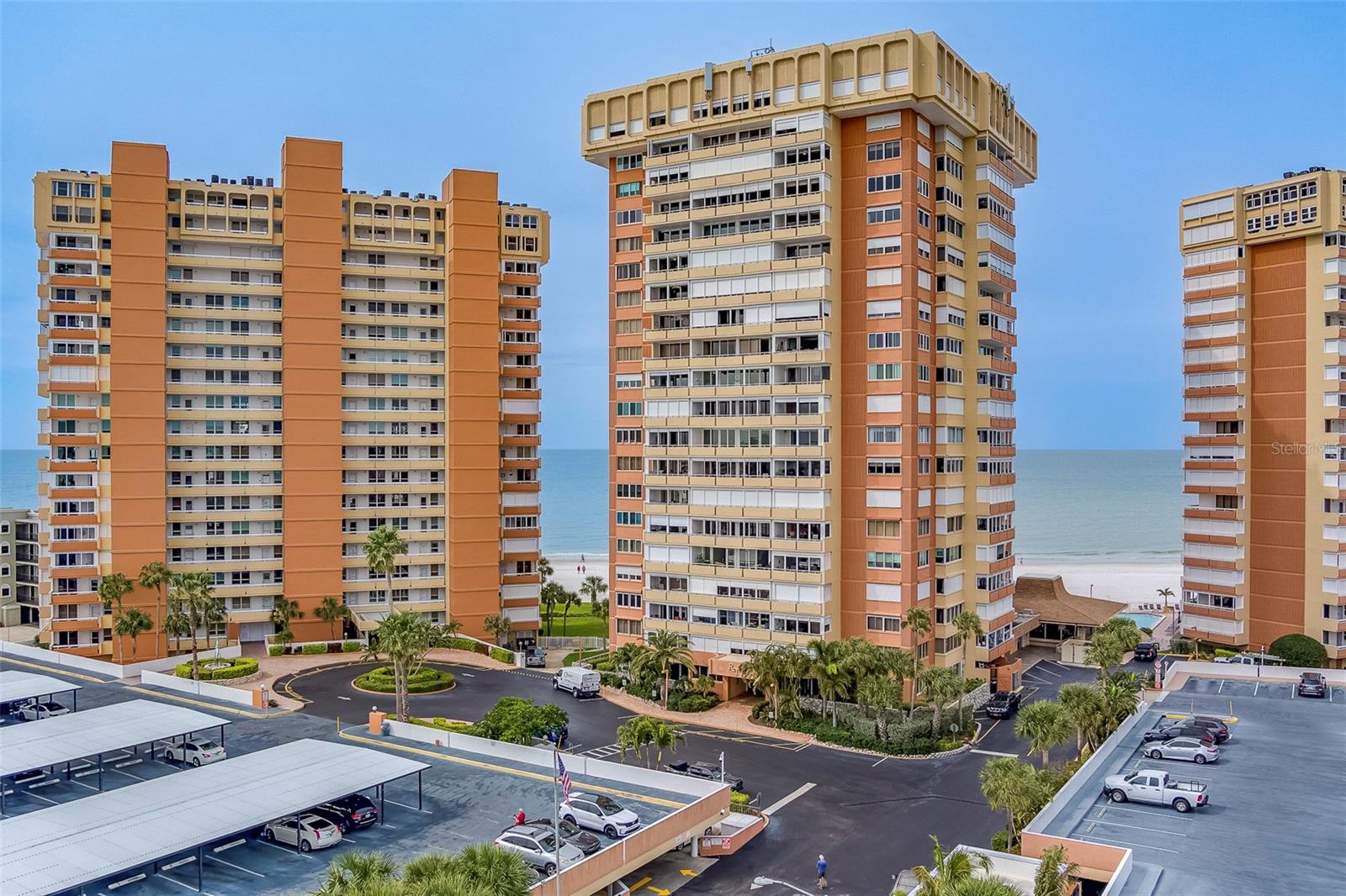 Ready to Lease, Short Term (3 month minimum) to Long Term 12 months. Beautiful Gulf and Intracoastal views are found from this 16th floor condo. Large 27 foot furnished balcony with superb sunsets and sunrises from the East. Unit features a HUGE master BR with en-suite bath, separate vanity area and 3 closets and another half bath off of the living room. Turn-key furnished and ready for immediate occupancy. Electric hurricane shutters provide extra privacy and security. Updated kitchen has lots of storage, counter space and dining table. Laundry facilities just steps away from your front door. There is covered parking #43 for your car. Redington Towers offers many benefits including 24/7 gated guard, huge heated pool and deck, gas BBQ grills, clubhouse, fitness center w/showers and dressing rooms, media/banquet room with kitchen, library, card & billiard rooms, bike, canoe, and kayak storage. Redington Shores is a great beach community close to restaurants, grocery stores, and shopping.