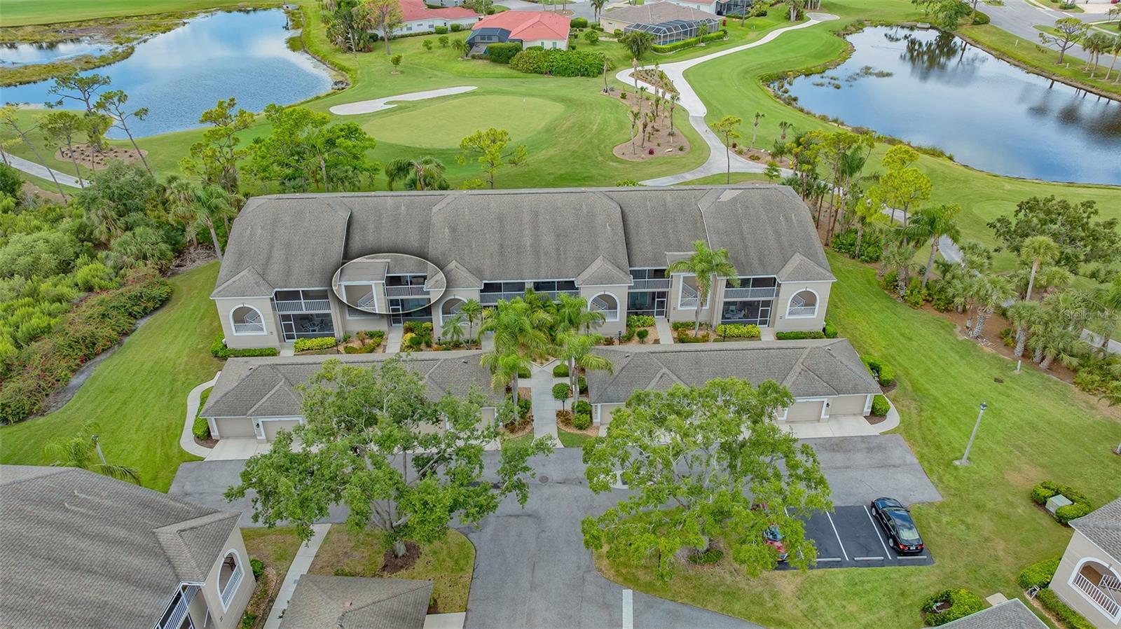 Completely updated, Tastefully, Turnkey Furnished Condo overlooking the 16th green and lake. The Home features Tile Floors throughout and neutral colors! Shaker style kitchen cabinets with Quarts Counters with a designer quality backsplash and updated lighting. The 2 bedroom, 2 bath layout has twin lanai's on each side of the home, Bay window design in the Primary has a great view of the course and its own slider out to the lanai, Plank Tile, Updated bath with twin sink design. Guest quarters are in the front the home with an additional Laundry room and ample storage. One Car garage and community pool in the middle of the complex.  A premier member-owned country club, Stoneybrook of Sarasota, is only a short distance from Siesta Key and offers easy access to shopping and borders the Legacy Trail. Ownership in Stoneybrook Golf and Country Club includes an updated clubhouse and restaurant, Har-Tru tennis facility, well-equipped fitness center and additional club pool and spa. Nestled between Downtown Sarasota and Downtown Venice. In 2024, the Golf Course went through a complete redesign. Schedule your tour of this amazing unit before its too late.