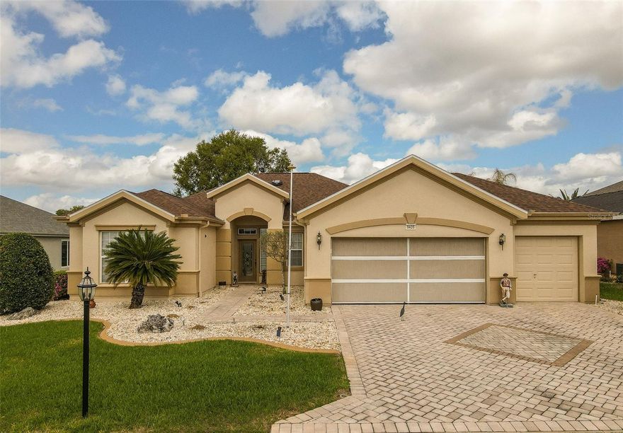 This beautiful Madeira model offers 2 bedrooms, 2 baths plus a den or can be utilized as a formal dining room, giving you flexible living space to fit your needs.  A welcoming entry foyer with glass front door that leads into a thoughtfully designed floor plan featuring tile or luxury vinyl laminate flooring throughout the entire home--no carpet.
The spacious kitchen includes a dinette area, perfect for everyday meals or entertaining.  An inside laundry room adds convenience and functionality.
Enjoy the extended garage with a golf cart garage and electric screen, along with an attractive brick paver driveway and sidewalk that enhances the homes curb appeal.
Relax in the extended and enclosed climate-controlled Florida room overlooking a deep semiprivate backyard providing a peaceful space to unwind or entertain.
The roof was re-shingled in 2023 and HVAC new in 2023.
This well-maintained home is ready for its new owners.  Some furnishings may be available.