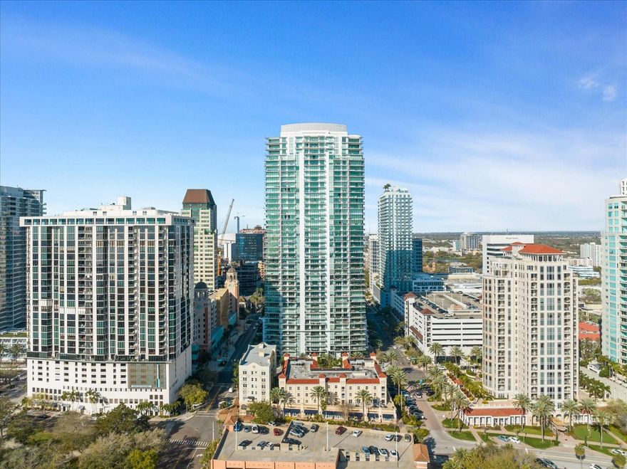 UNFURNISHED RENTAL, MINIMUM 6 MONTHS. Welcome to 100 1st Avenue North, Unit 501, a luxurious urban retreat in the heart of vibrant St.
Petersburg, FL. This chic and modern 2-bedroom, 2.5-bathroom residence with a den spans an impressive 1894 square feet, offering a stylish
and comfortable living space. This is a pet friendly rental, cats and dogs ok. There is a massive terrace off the south east end oft eh building
looking over Tampa Bay and all the sites of downtown St Pete. There is an additional private terrace off the primary suite for morning coffee or
an evening glass of wine to watch sunset over Tampa bay. Step inside and be greeted by breathtaking water views that set the tone for this
upscale home. The open layout is adorned with sleek finishes and flooded with natural light, creating an inviting ambiance. The primary bedroom
boasts a private outdoor space, perfect for sipping your morning coffee while enjoying the stunning views. This residence is designed for the
modern urbanite, featuring amenities that elevate the living experience. Enjoy the convenience of assigned parking and an elevator for easy
access. Indulge in the building's game room, gym, and spa, or soak up the Florida sun by the pool or on the deck. For those who love to
entertain, the cabana is the ideal spot for hosting gatherings. With central air air conditioning, a washer/dryer in-unit, and a flexible office/ den
space every comfort has been considered. This property also offers the added convenience of a garage entrance on the same floor as the
residence and parking spots directly by the door! Located in a prime location, this home offers a perfect blend of urban living and resort-style
amenities, making it an ideal oasis for those seeking a sophisticated lifestyle in the heart of St. Petersburg. Don't miss the opportunity to make
this modern gem your own!