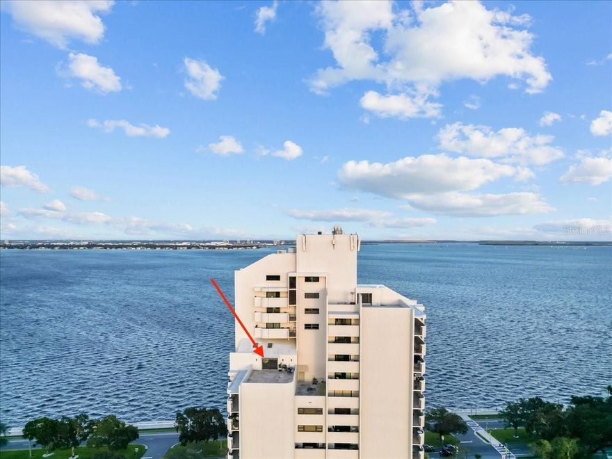Experience waterfront luxury in this 17th-floor penthouse-style end unit on prestigious Bayshore Boulevard, boasting stunning views of Tampa Bay, Hillsborough Bay, and the Downtown Tampa and St. Pete skylines. Enjoy direct access to the 4.5-mile Bayshore Trail for walking, jogging, or cycling, while being steps from Tampa's vibrant cultural scene, dining, and entertainment. This spacious condo features two ensuite bedrooms with balconies, a third bedroom with built-in closet and water views (ideal as a workspace), and a third full bath. The updated kitchen with custom cabinets and a wet bar opens to a massive rooftop terrace, perfect for indoor/outdoor living. Additional highlights include new 2025 LG washer/dryer, dual-zone Trane HVAC, new water heater, abundant storage, one garage and one outdoor parking space, and premium cable included in HOA. The well-maintained building offers controlled access, a concierge, pool, gym with saunas, game room, meeting room, pet yard, and backup generator. Milestone inspections passed, with strong reserves and one year of HOA dues paid by the seller at closing. Schedule a showing today!